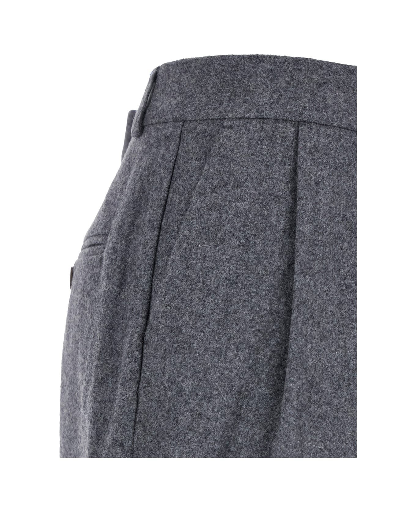 Totême Grey Pants With Belt Loops And Pences In Wool Blend Woman - Grey