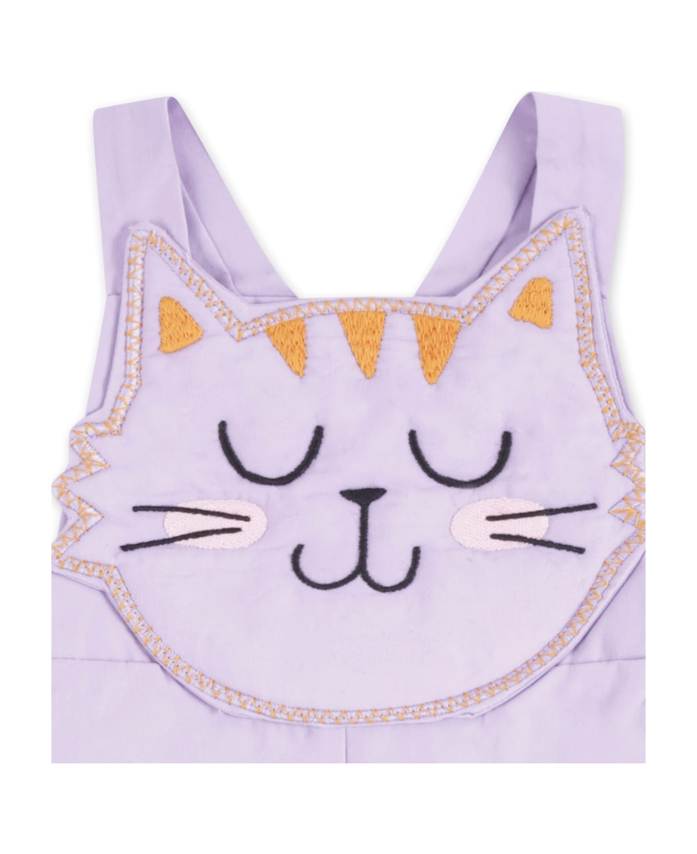 Stella McCartney Kids Lilac Dungarees For Baby Girl With Cat - Lilac
