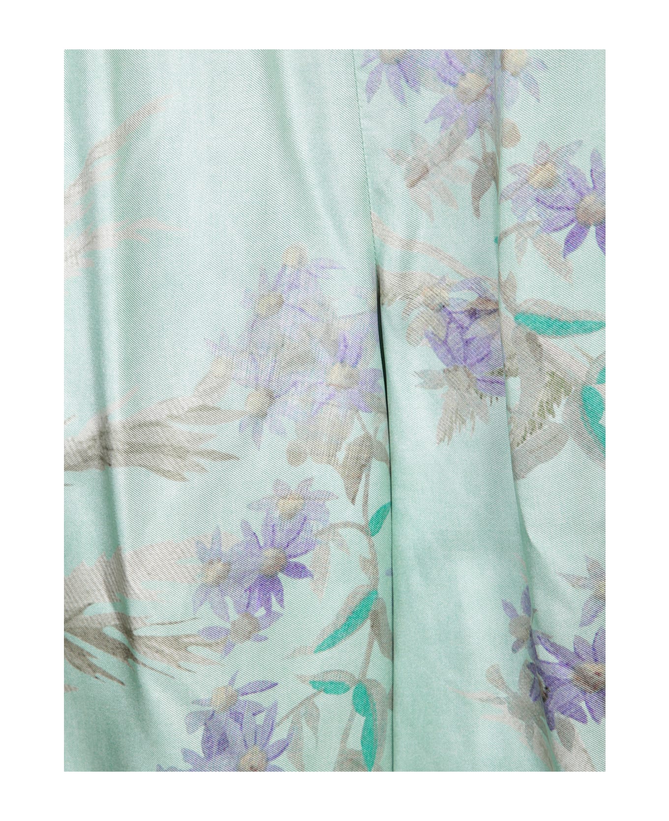 La DoubleJ Silk Sky Blue Floral Pants - Blue