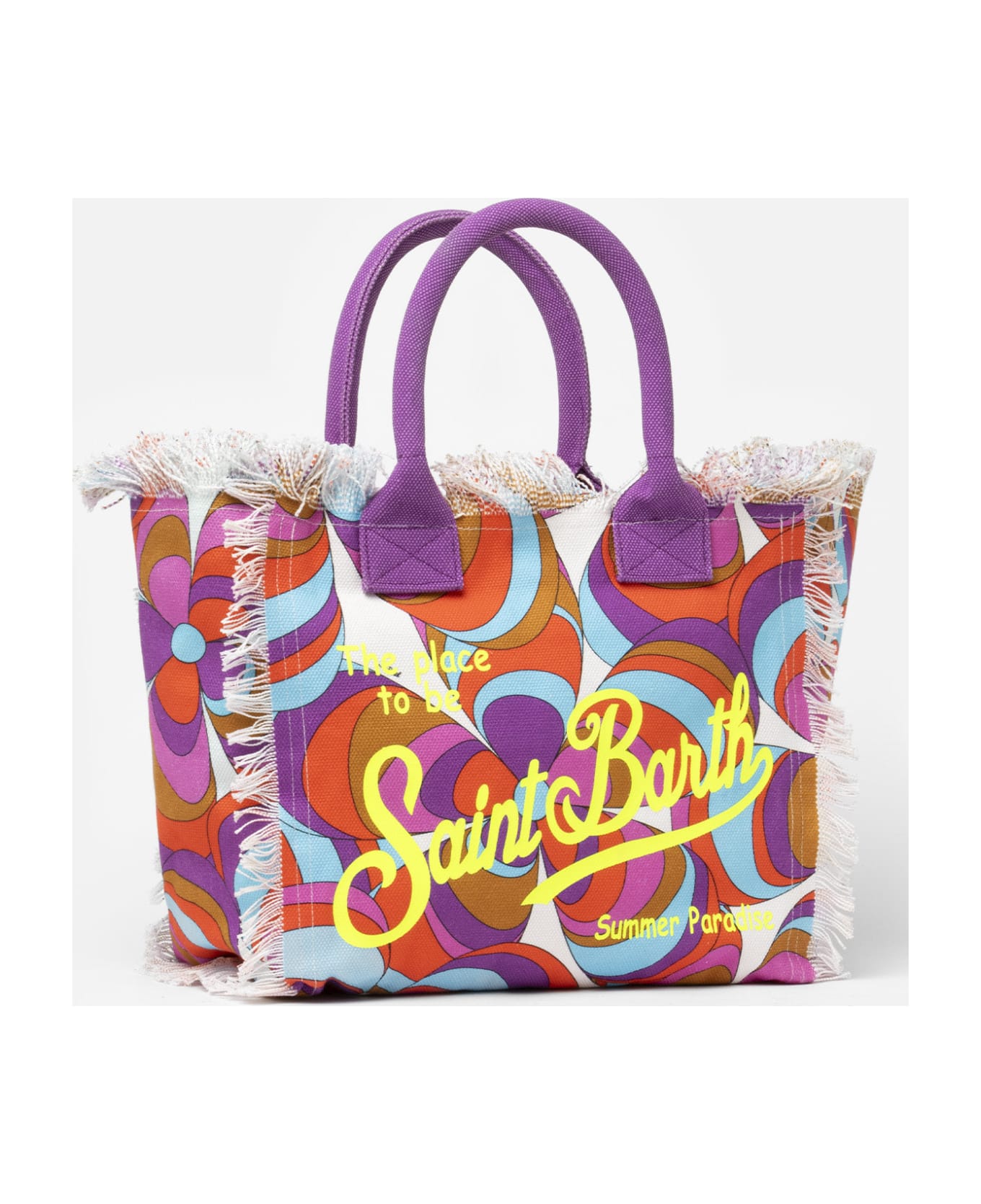 MC2 Saint Barth Cotton Canvas Vanity Tote Bag With Daisy Print - ORANGE