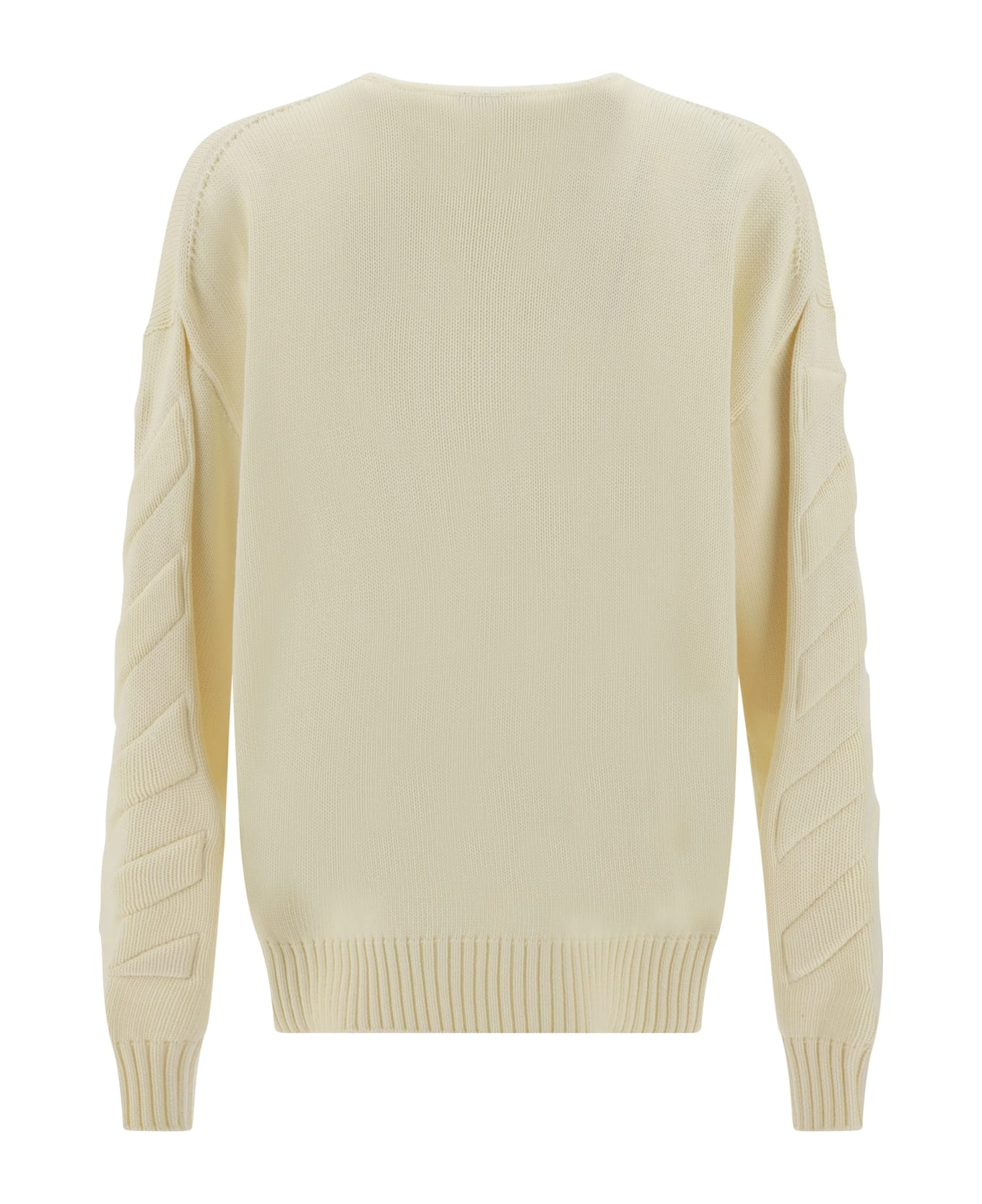 Off-White Sweater With Embossed Diagonal Motif - Cream Cream