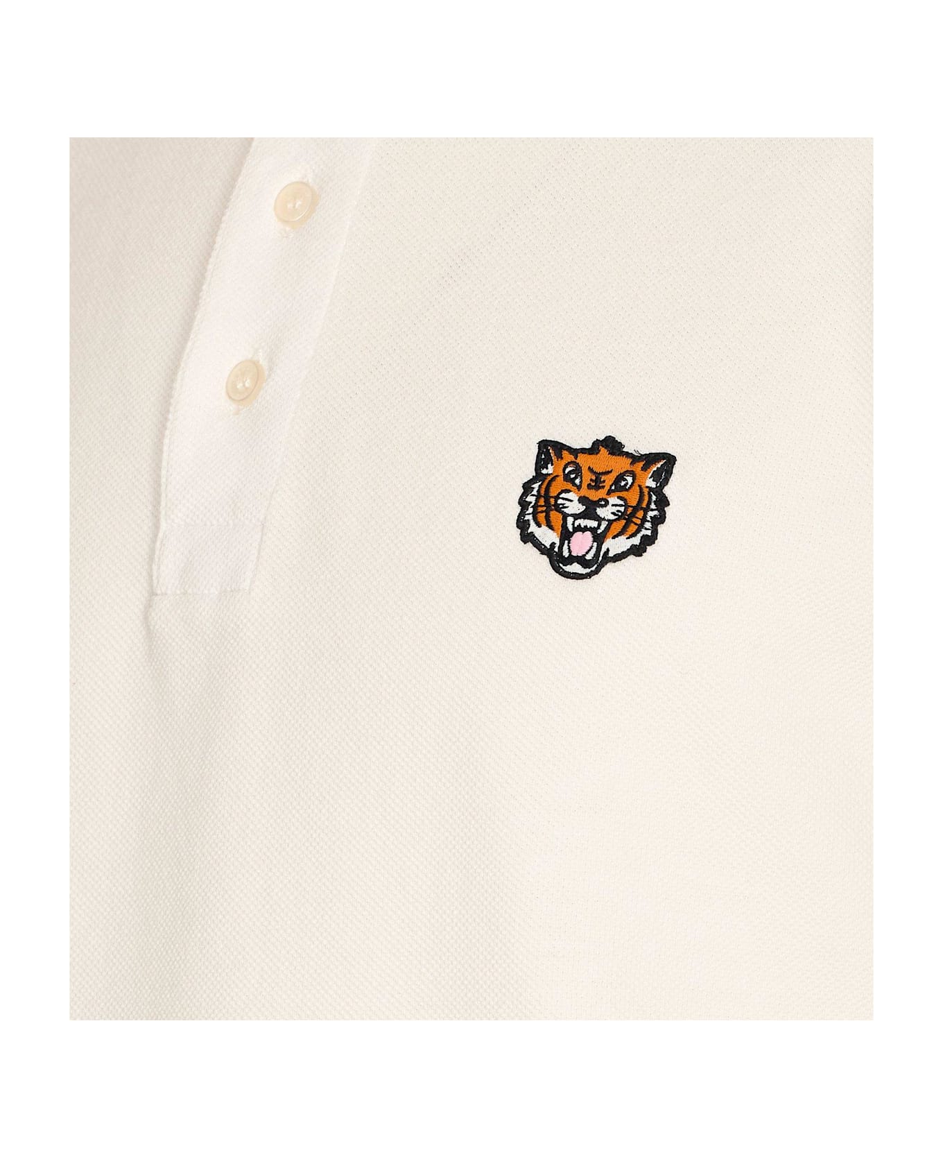 Kenzo Happy Tiger Embroidered Polo - WHITE