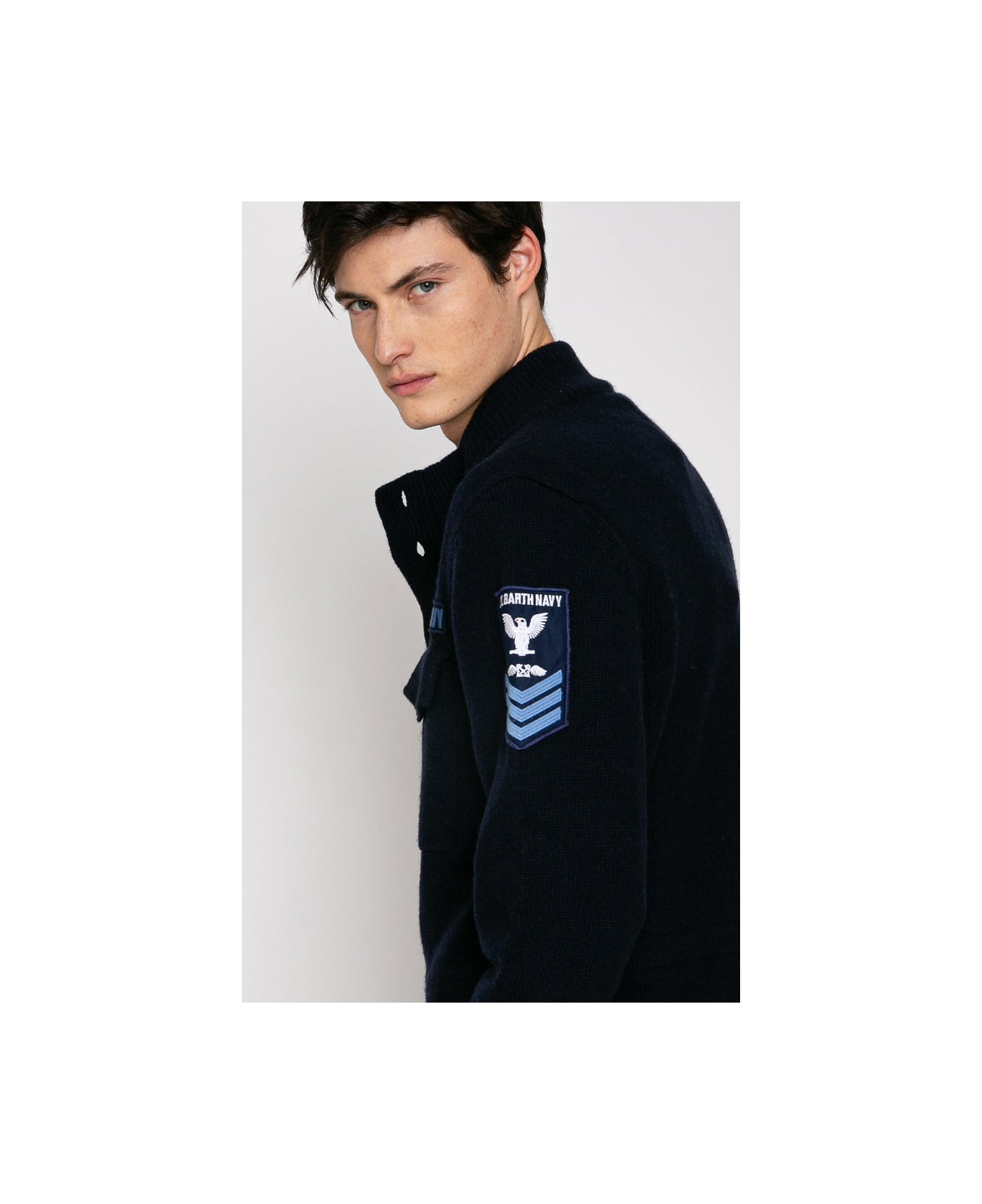 MC2 Saint Barth Knitted Field Jacket With Patch - BLUE