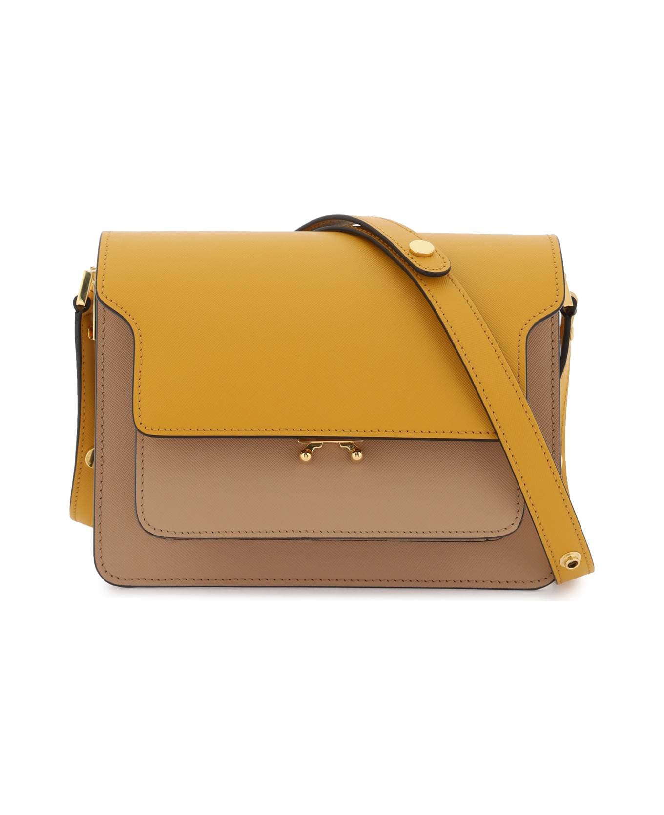 Marni Tricolor Leather Medium Trunk Bag - Yellow