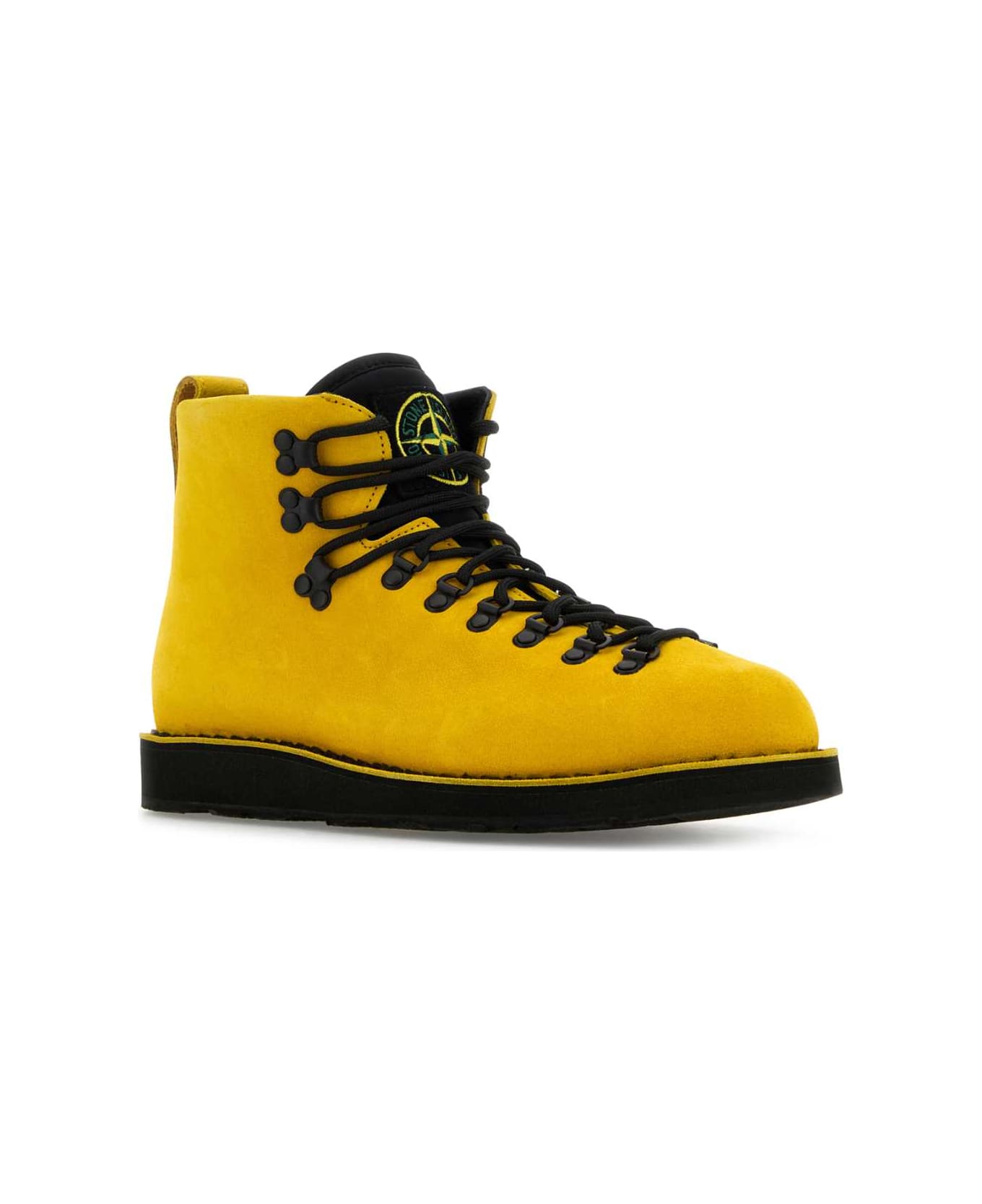 Stone Island Yellow Leather S0204 Nabuk Sneakers - YELLOW