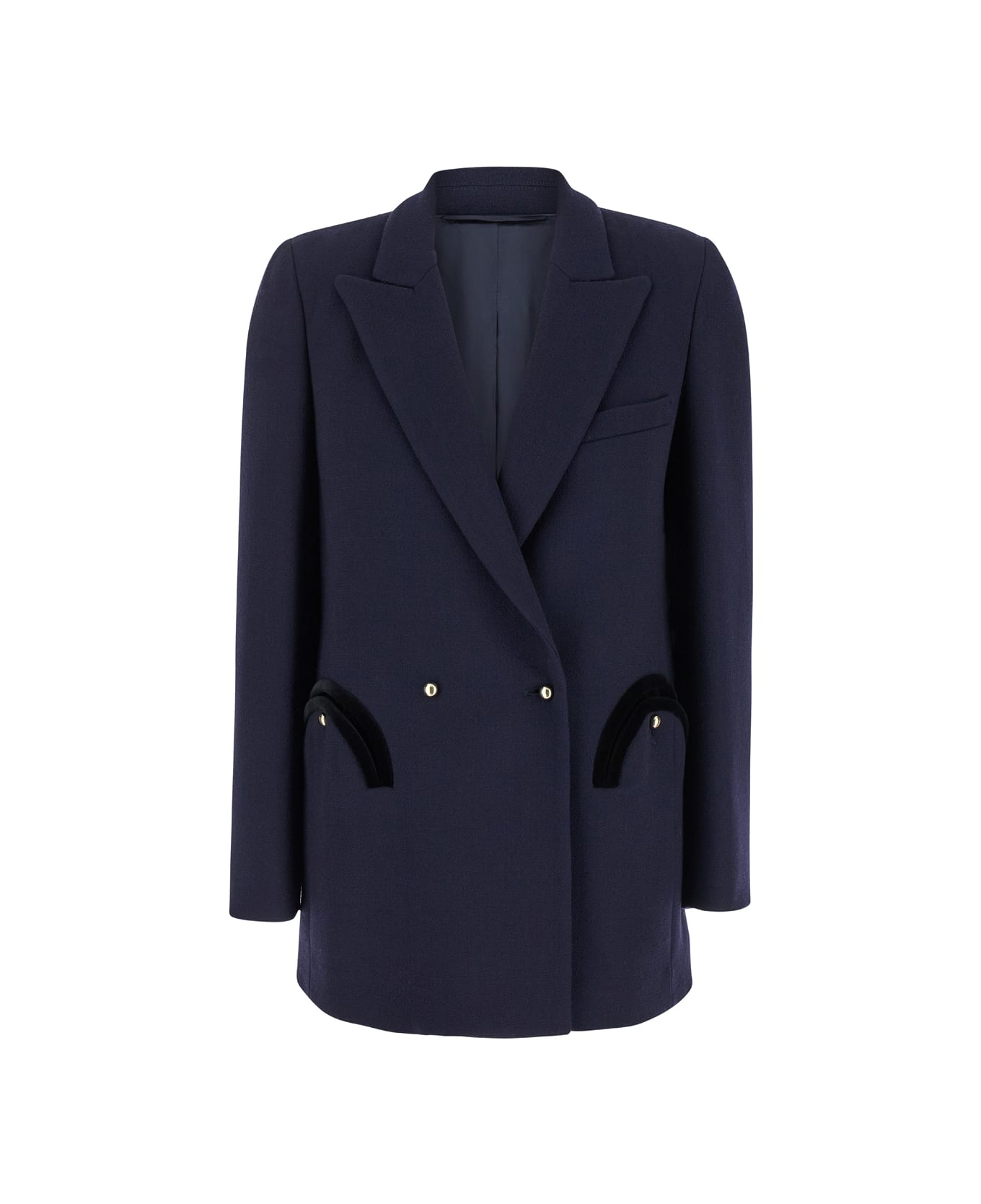 Blazé Milano 'resolute' Navy Blue Double-breasted Jacket With Peak Revers In Wool Woman - Blu