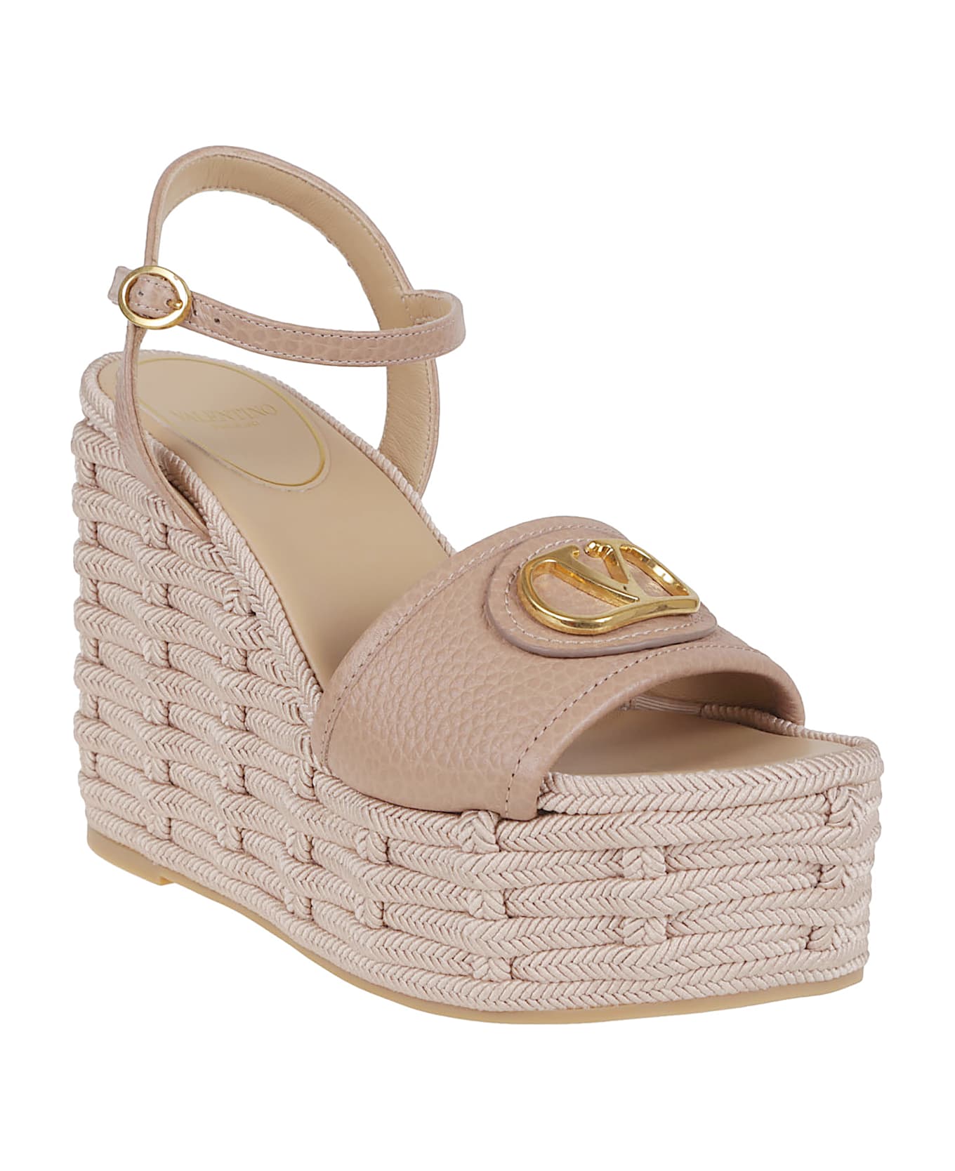 Valentino Garavani Wedge Espadrillas Vlogo Signature T. 45 - Rose Cannelle