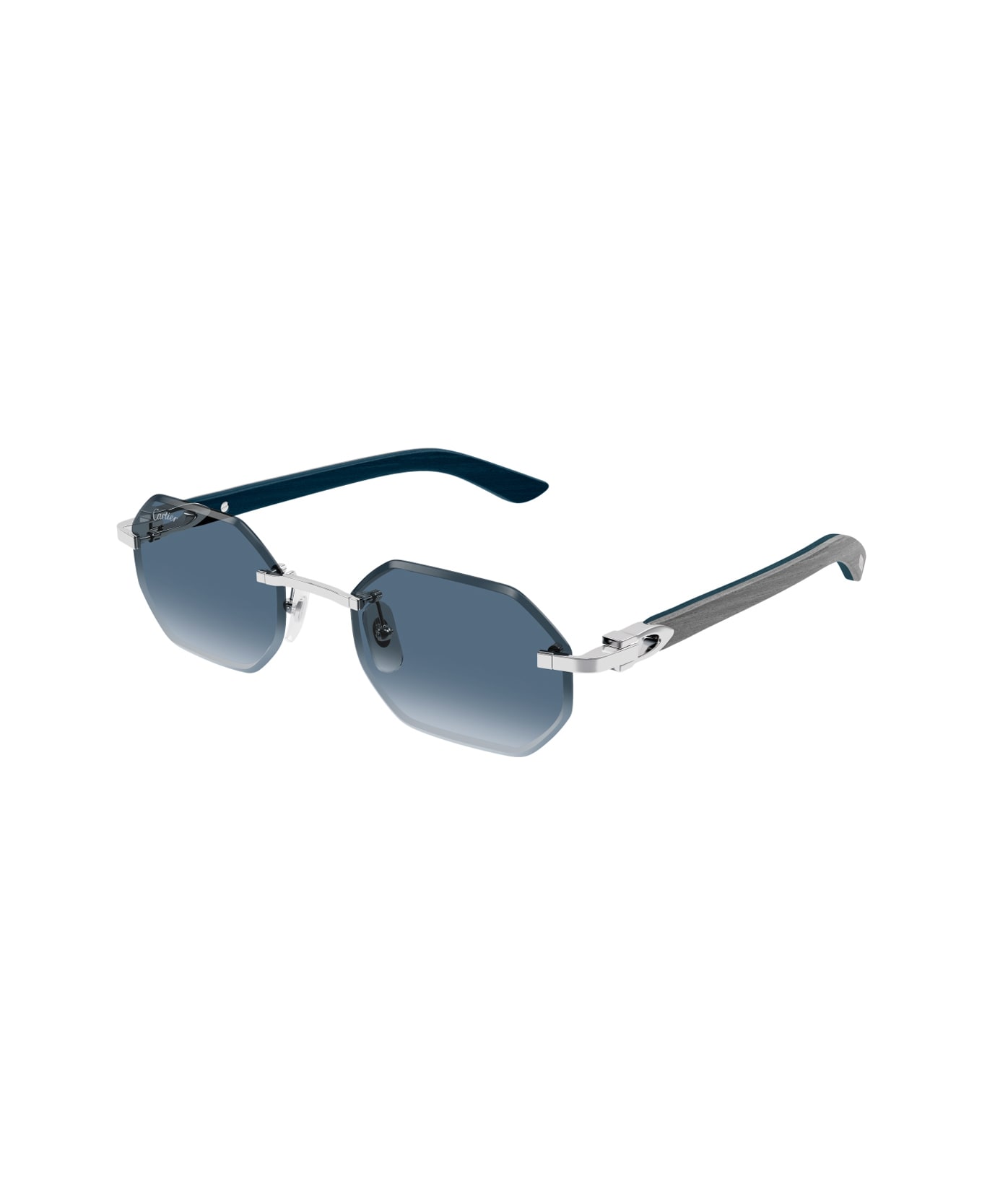 Cartier Eyewear Cartier Ct0439s Décor C Allongé De Cartier 007 Silver Grey Blue Sunglasses - Argento