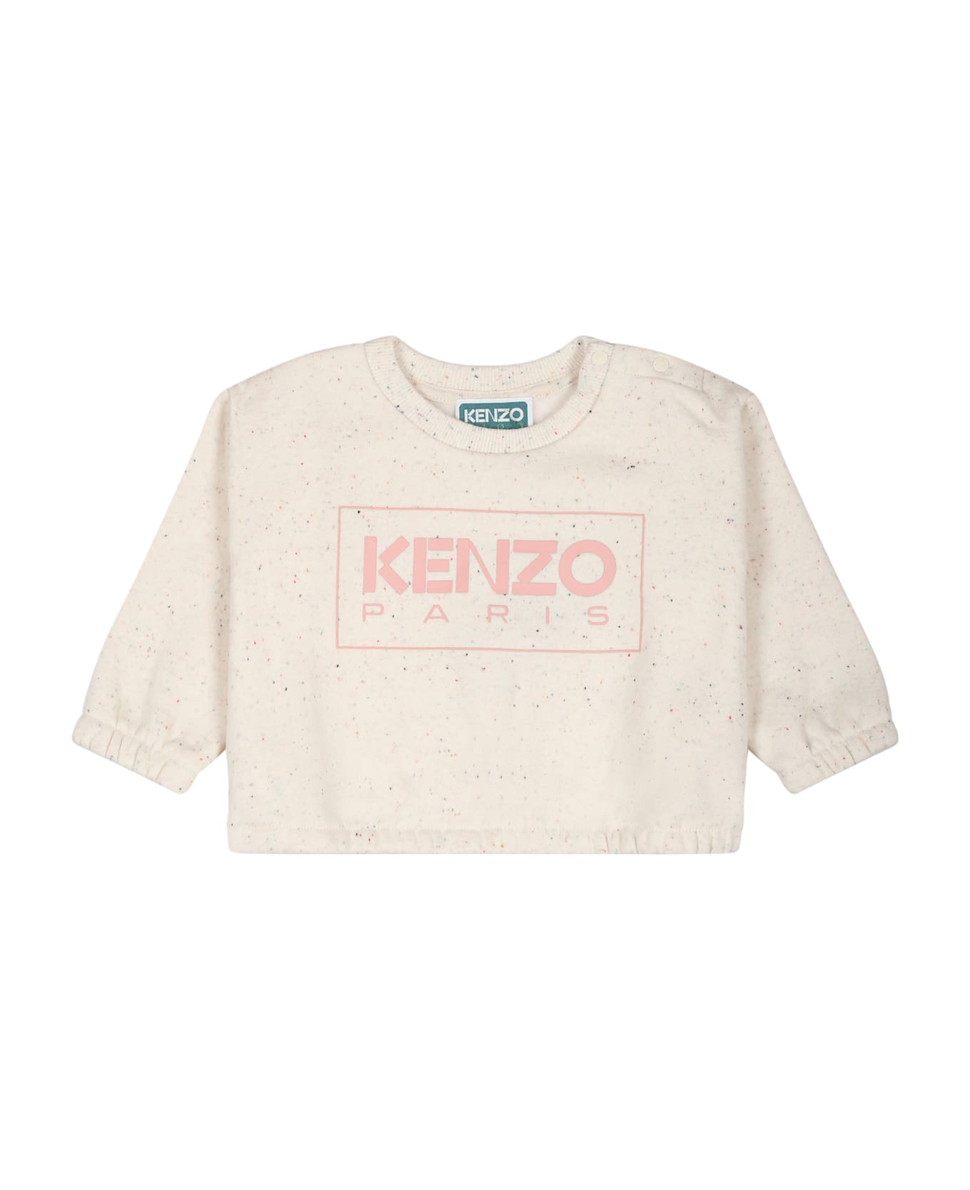 Kenzo Kids Ivory Sweatshirt For Baby Girl With Logo - Ivory ニットウェア＆スウェットシャツ
