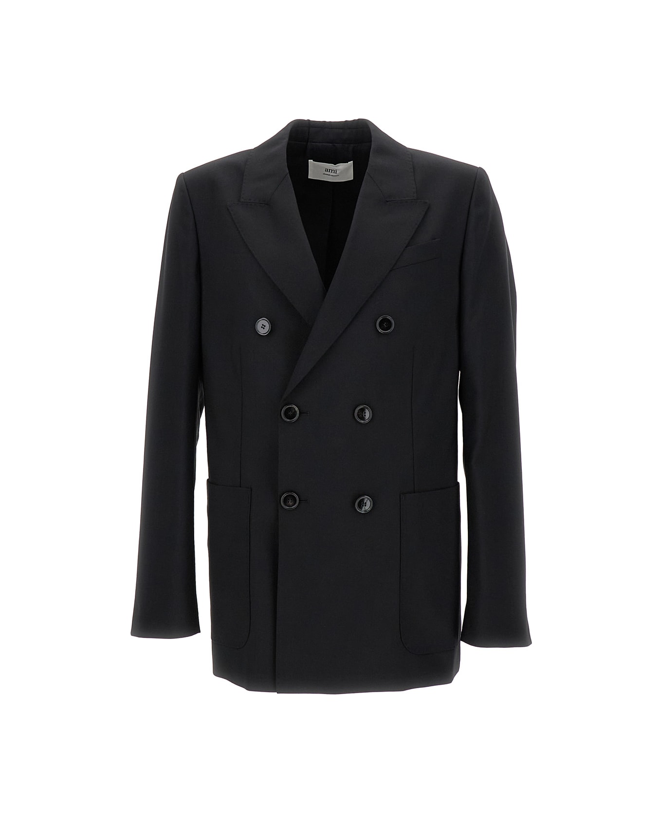 Ami Alexandre Mattiussi Black Double Breasted Blazer With Buttons In Wool Man - BLACK コート