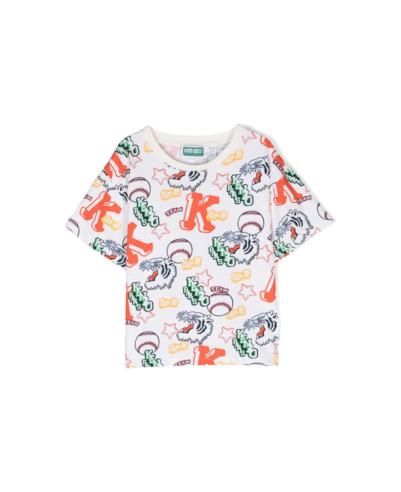 Kenzo Kids Kenzo T-shirt Bianca Stampata In Jersey Di Cotone Bambino - Bianco Tシャツ＆ポロシャツ
