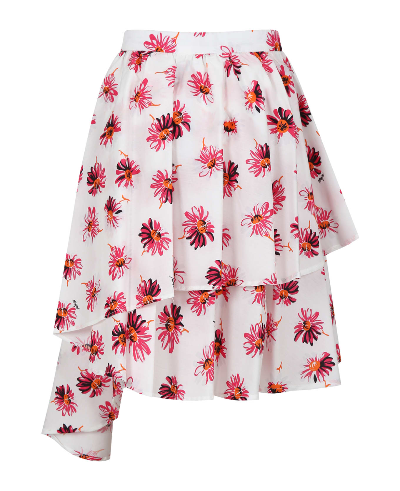 MSGM White Skirt For Girl With Daisy Print - White ボトムス