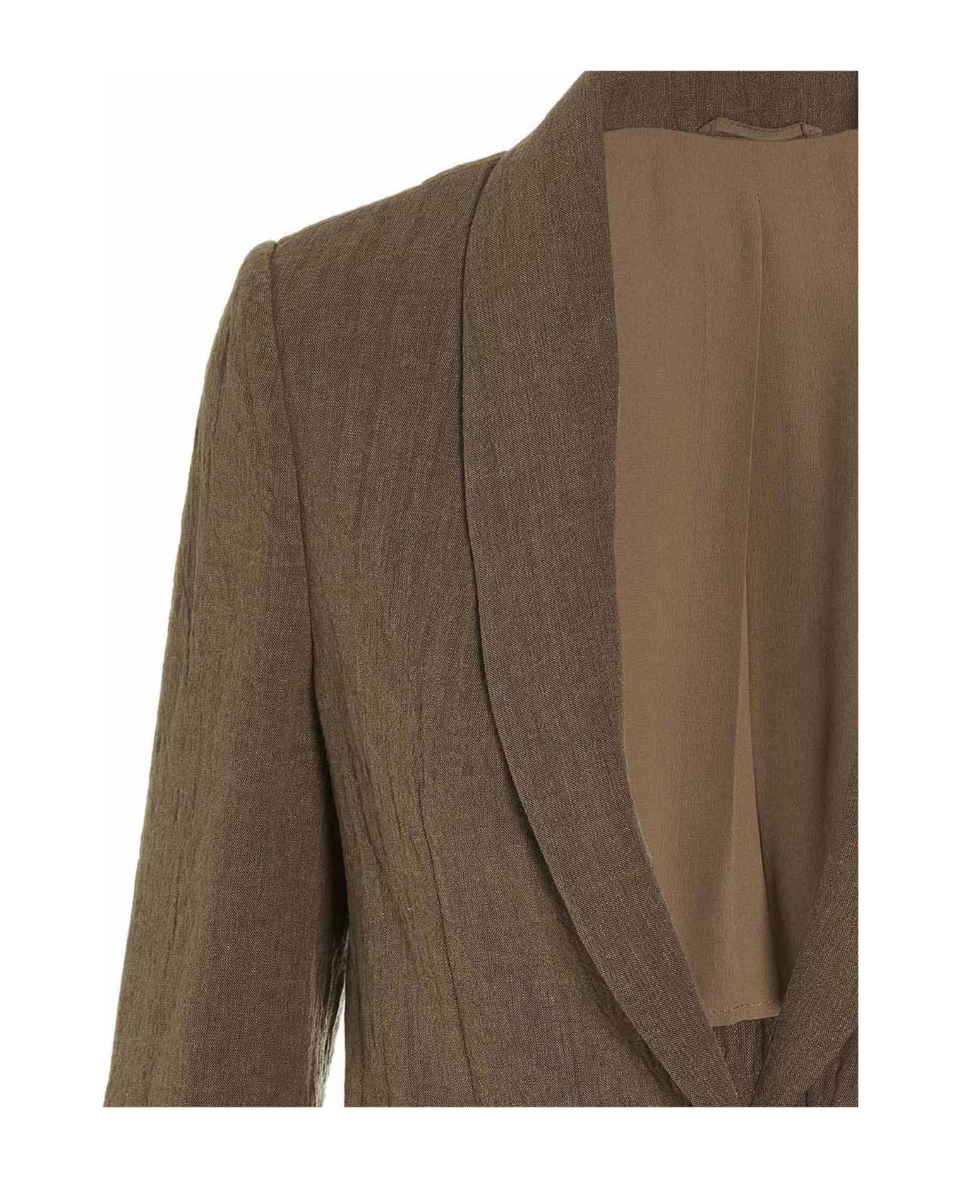 Brunello Cucinelli Linen Single Breast Blazer Jacket - Brown ブレザー