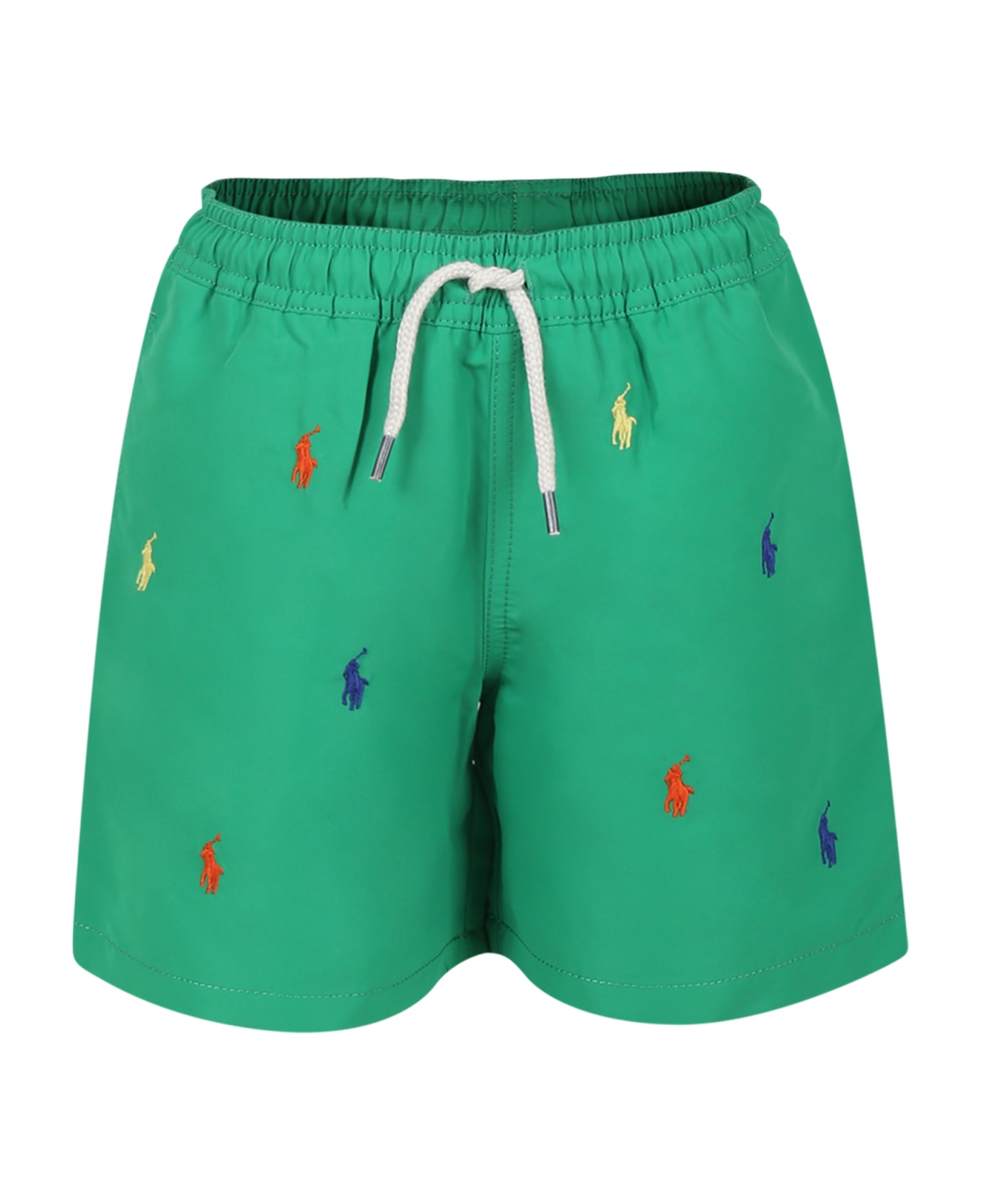 Ralph Lauren Green Swimsuit For Boy With Pony - Green