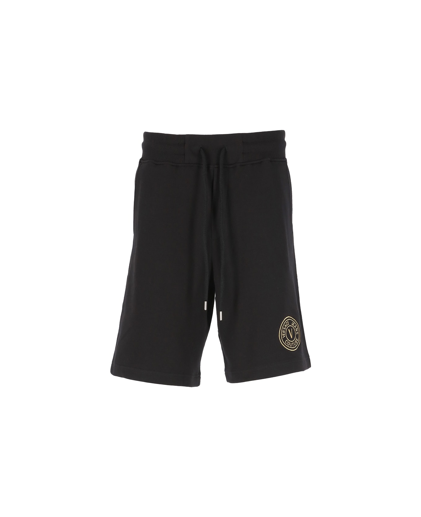 Versace Jeans Couture Bermuda Shorts With Vemblem Logo - Black ショートパンツ