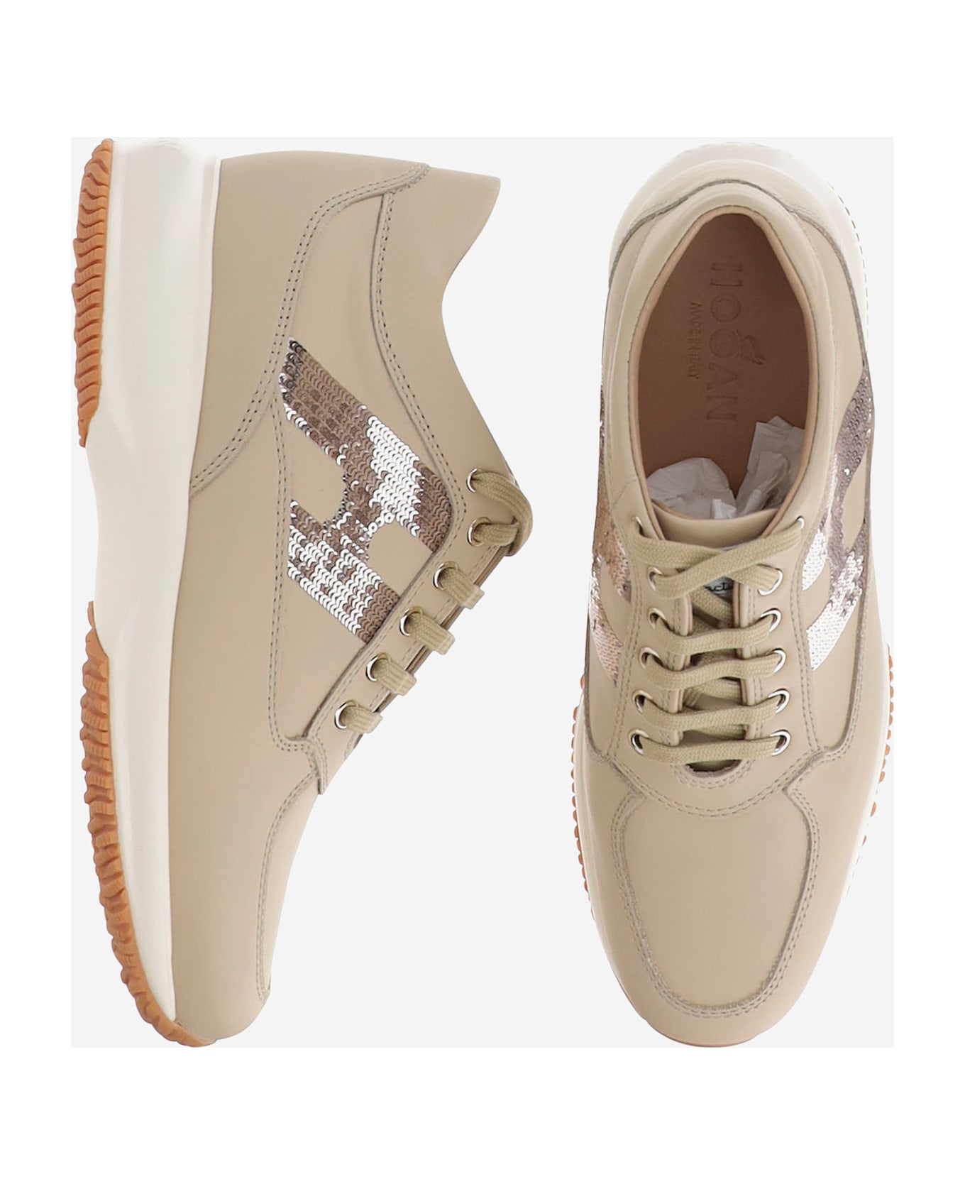 Hogan Interactive Leather Sneakers - Beige