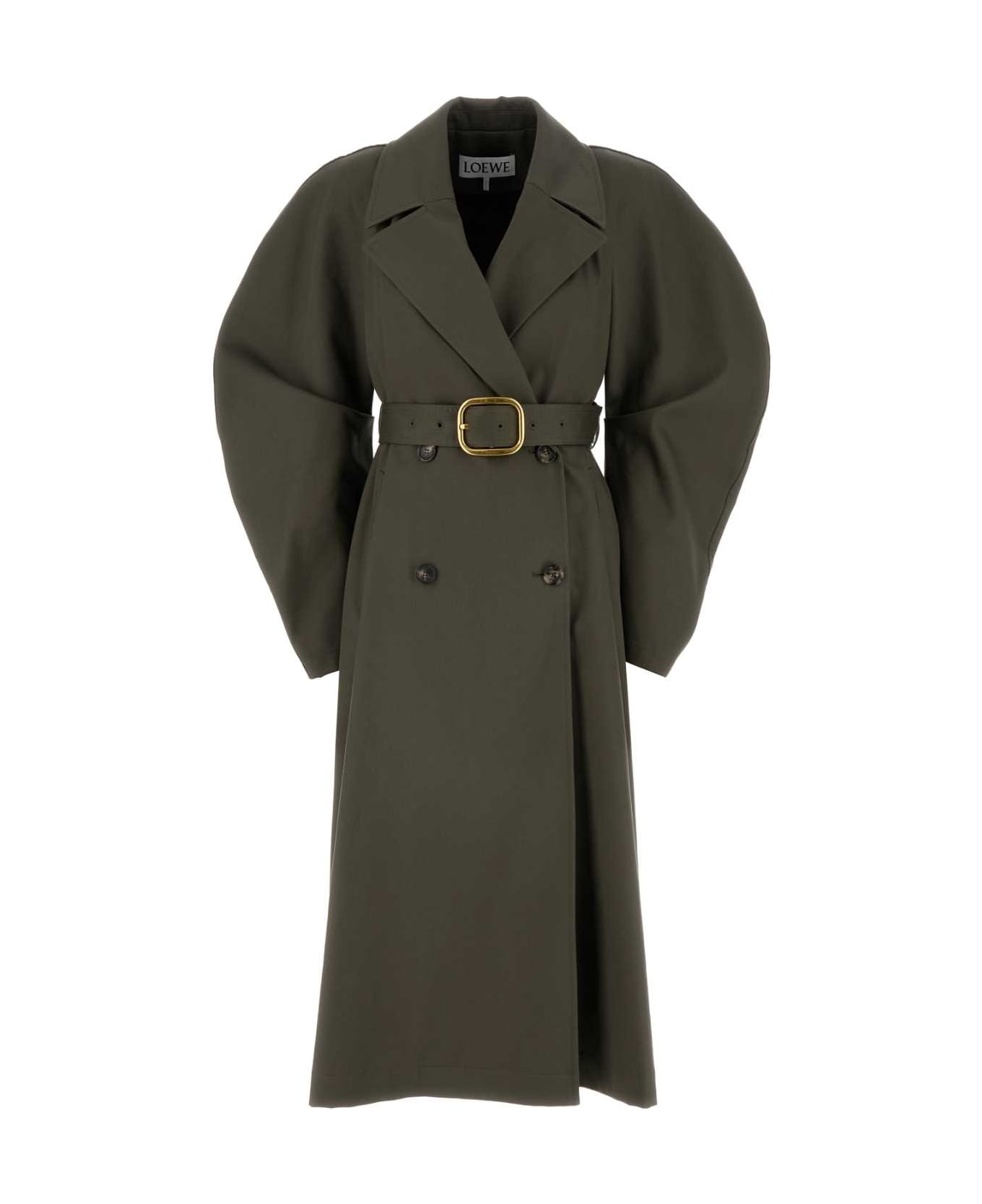 Loewe Olive Green Cotton Trench Coat - LODENGREEN