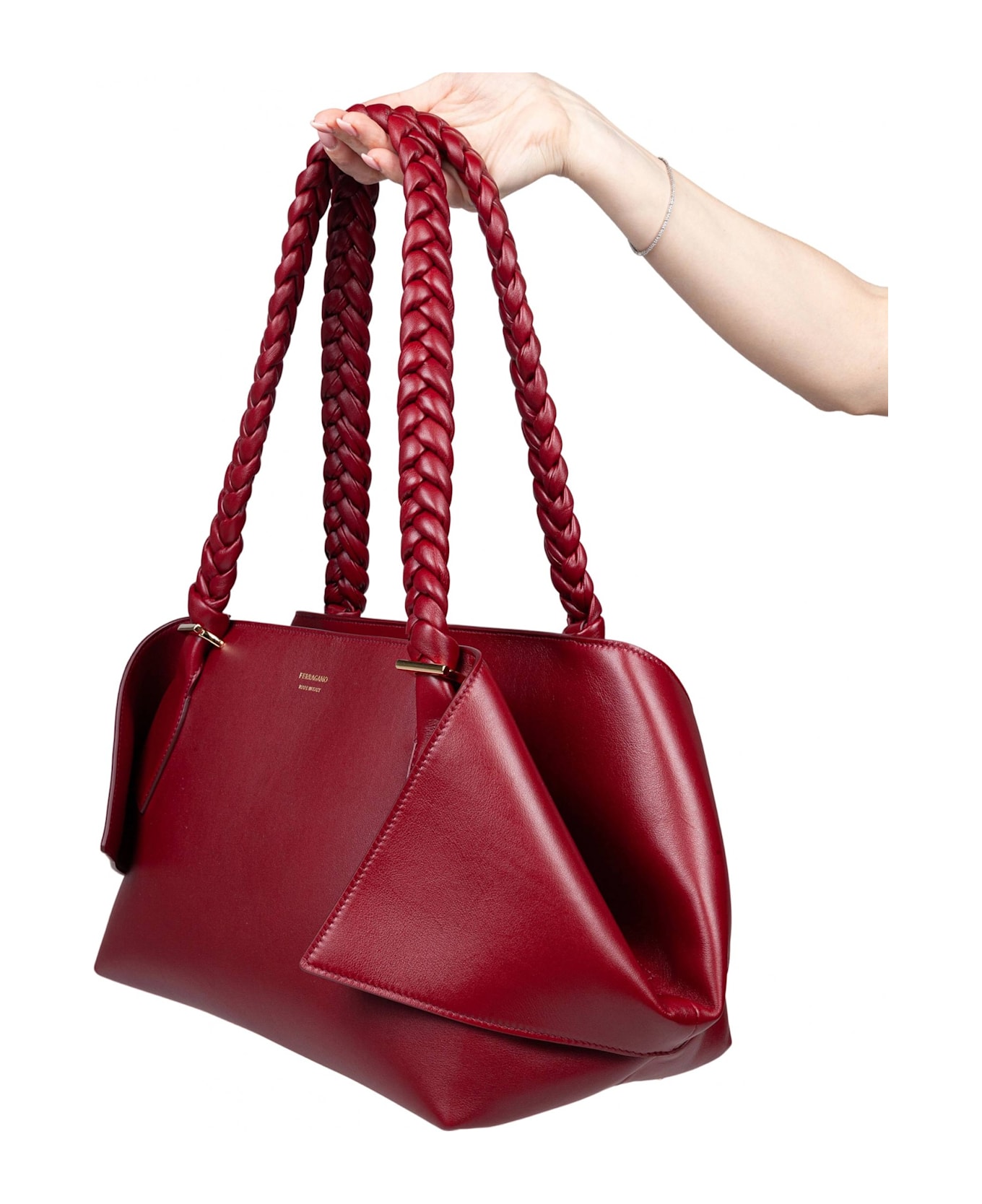 Ferragamo Scarf Sh M Handbag In Calfskin Color Burgundy - Burgundy