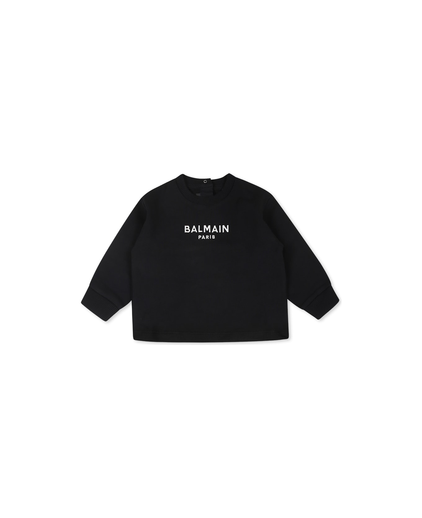 Balmain Black Sweatshirt For Baby Girl With Logo - Black