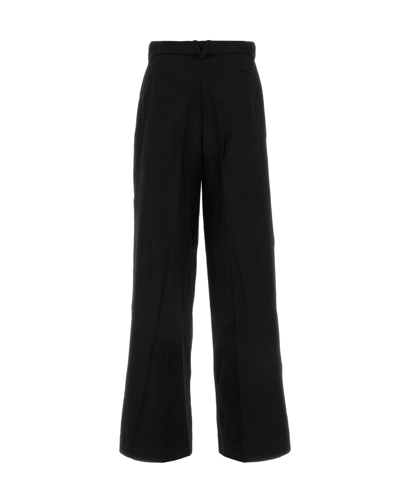 Versace Black Stretch Wool Wide-leg Pant - BLACK