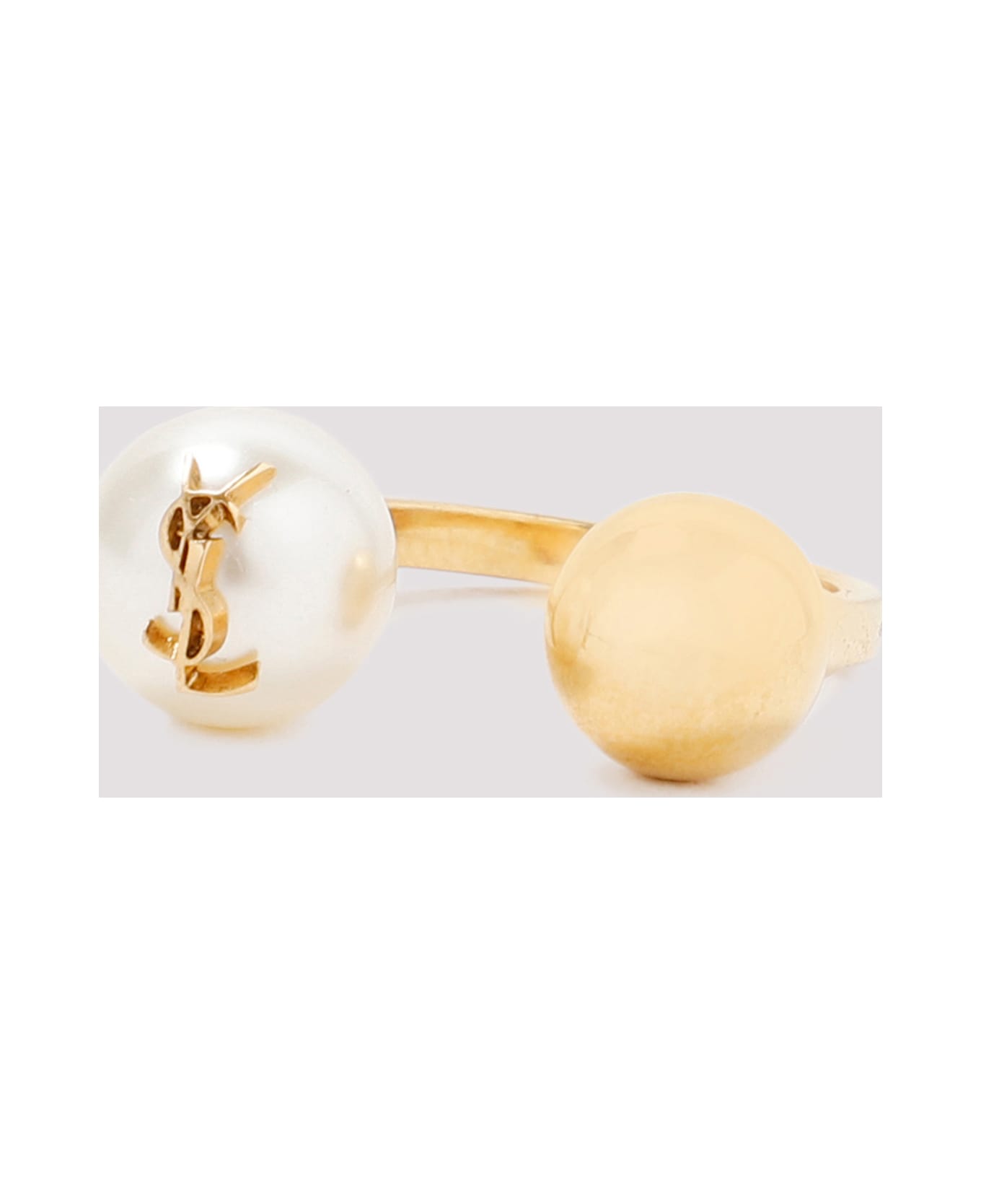 Saint Laurent Logo Plaque Ring - Creme