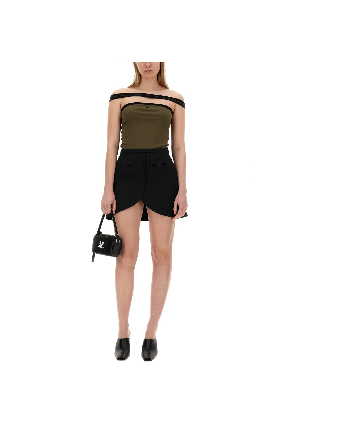 Courrèges "ellipse" Mini Skirt - BLACK スカート