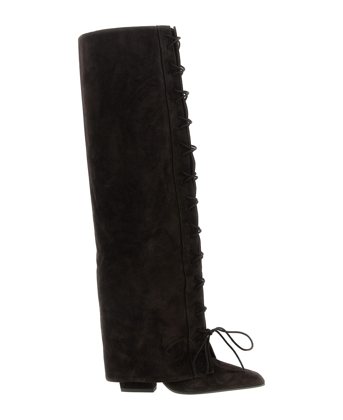 Paris Texas 
jane Fold Over Lace Up
 Boots - Brown