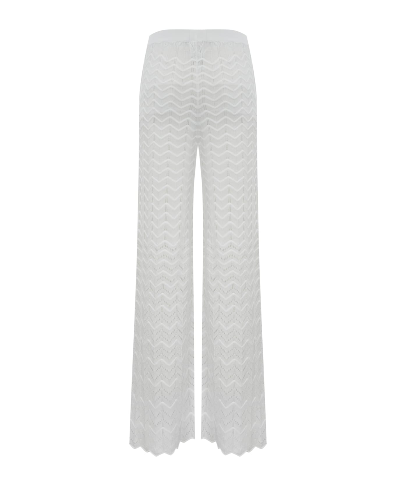 D.Exterior Trousers In Viscose And Cotton Perforated Lace - Bianco