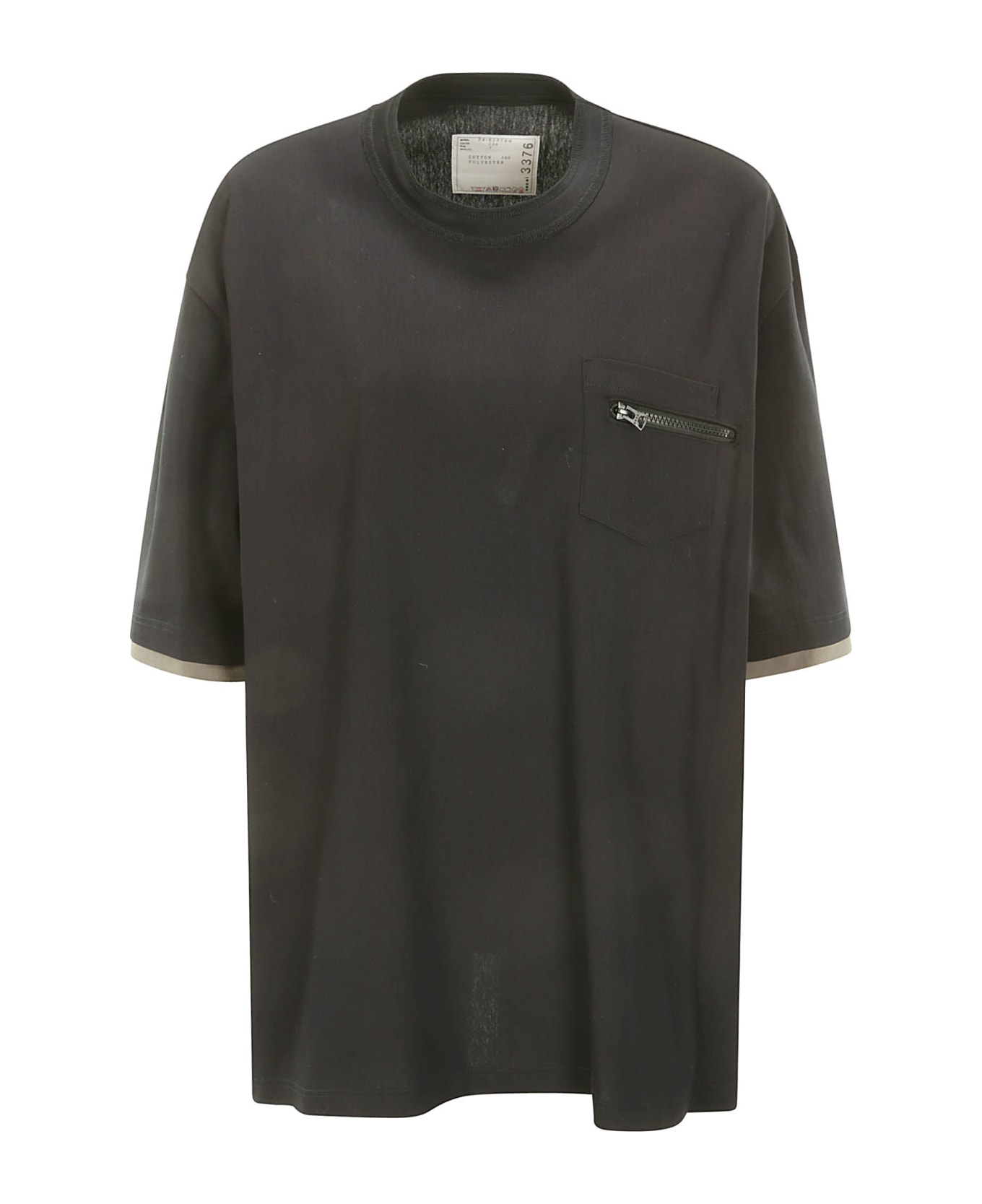 Sacai Cotton Jersey T-shirt - NAVY×TAUPE シャツ