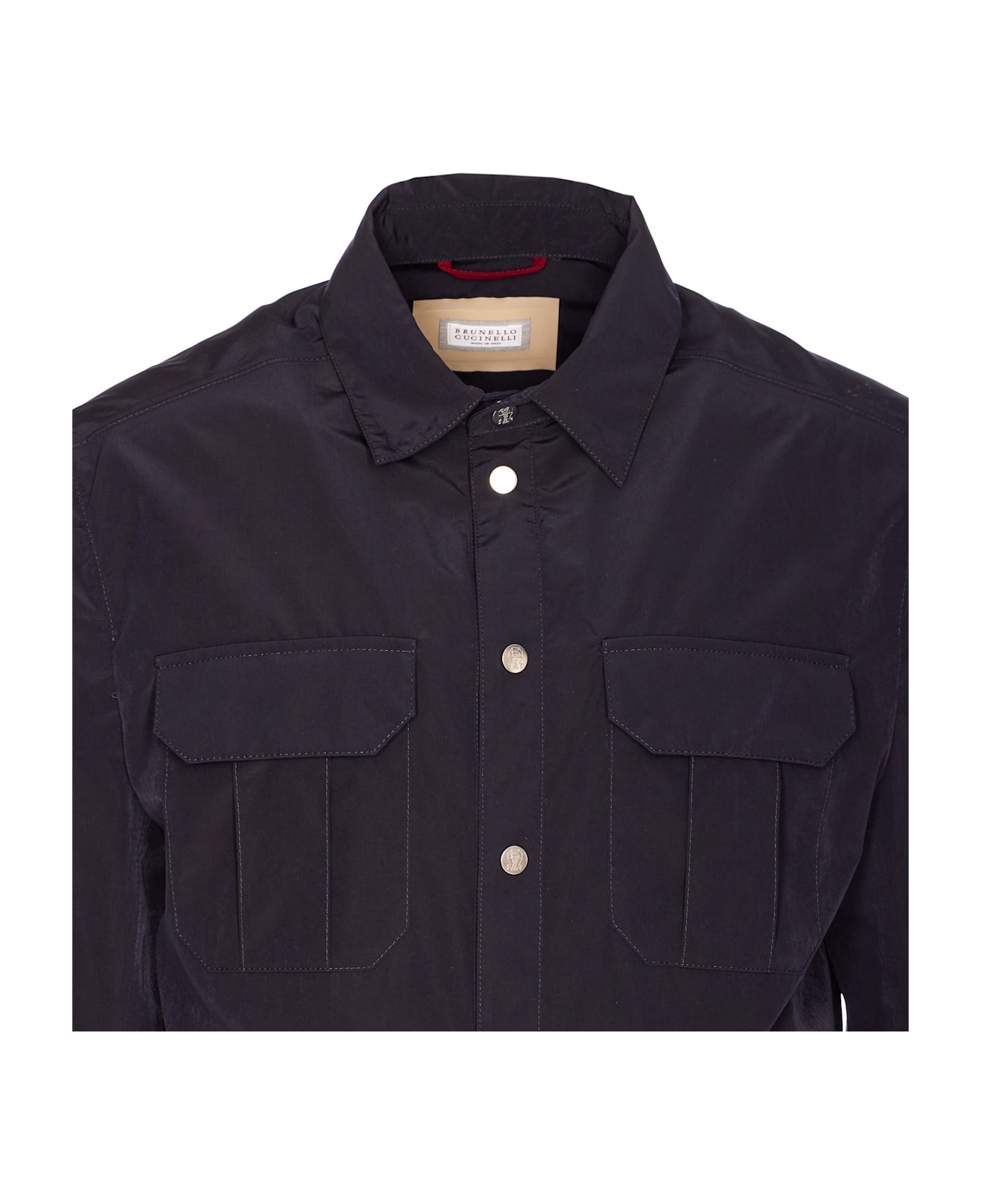 Brunello Cucinelli Shirt Jacket With Logo Buttons - Blue