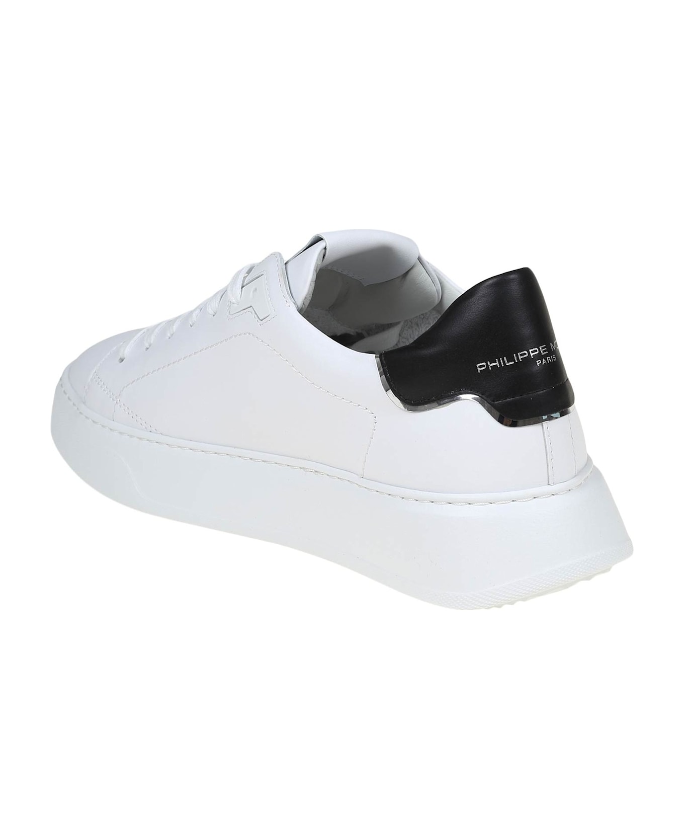 Philippe Model Sneakers Temple Low In Black And White Leather - White/Black