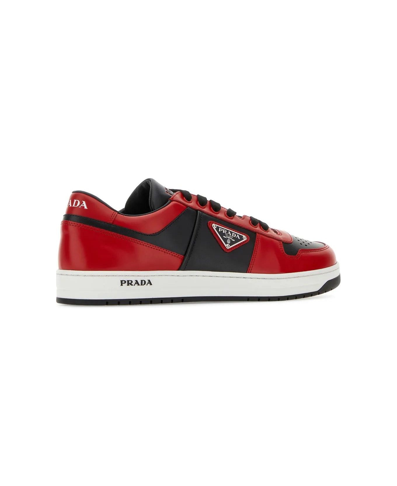 Prada Two-tone Leather Downtown Sneakers - NERO+LACCA スニーカー