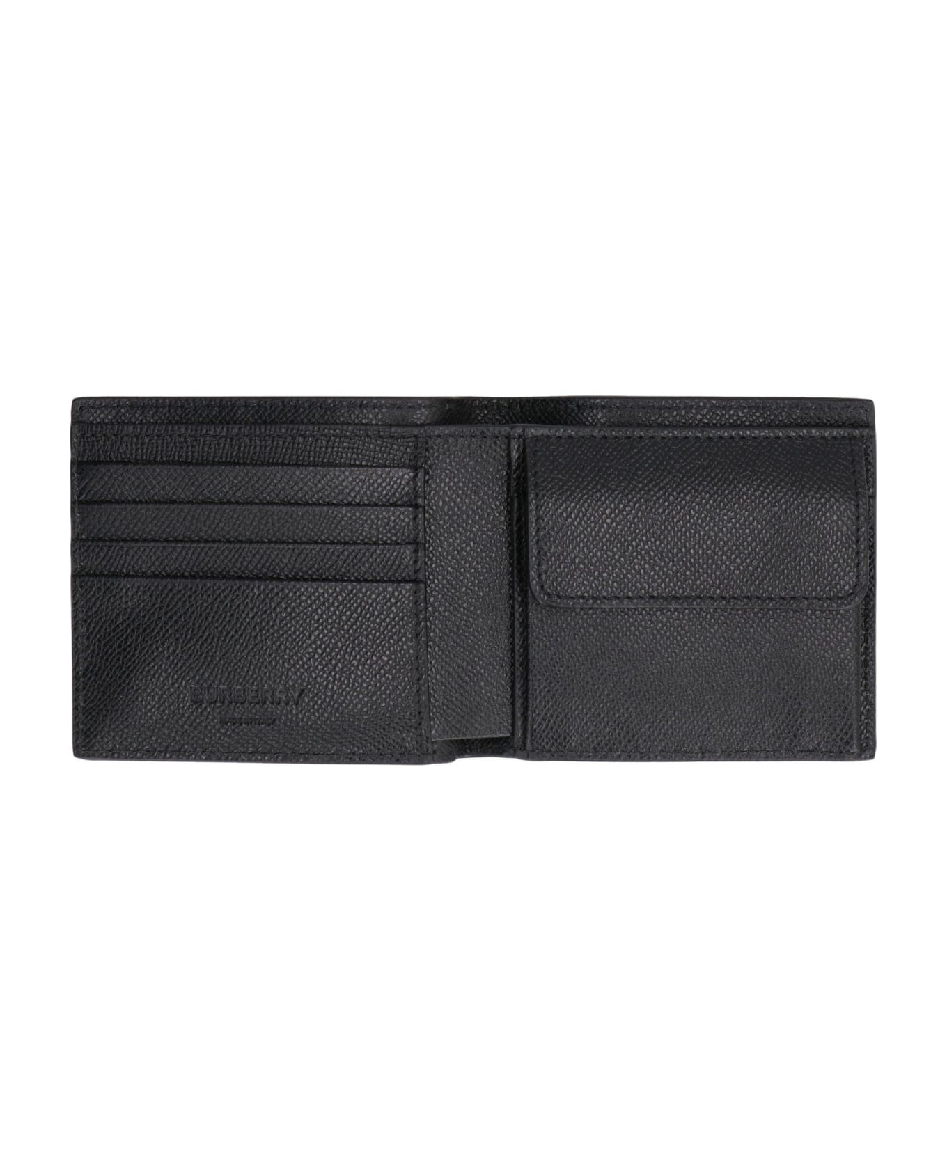 Burberry Tb Monogram Plaque Bi-fold Wallet - Black