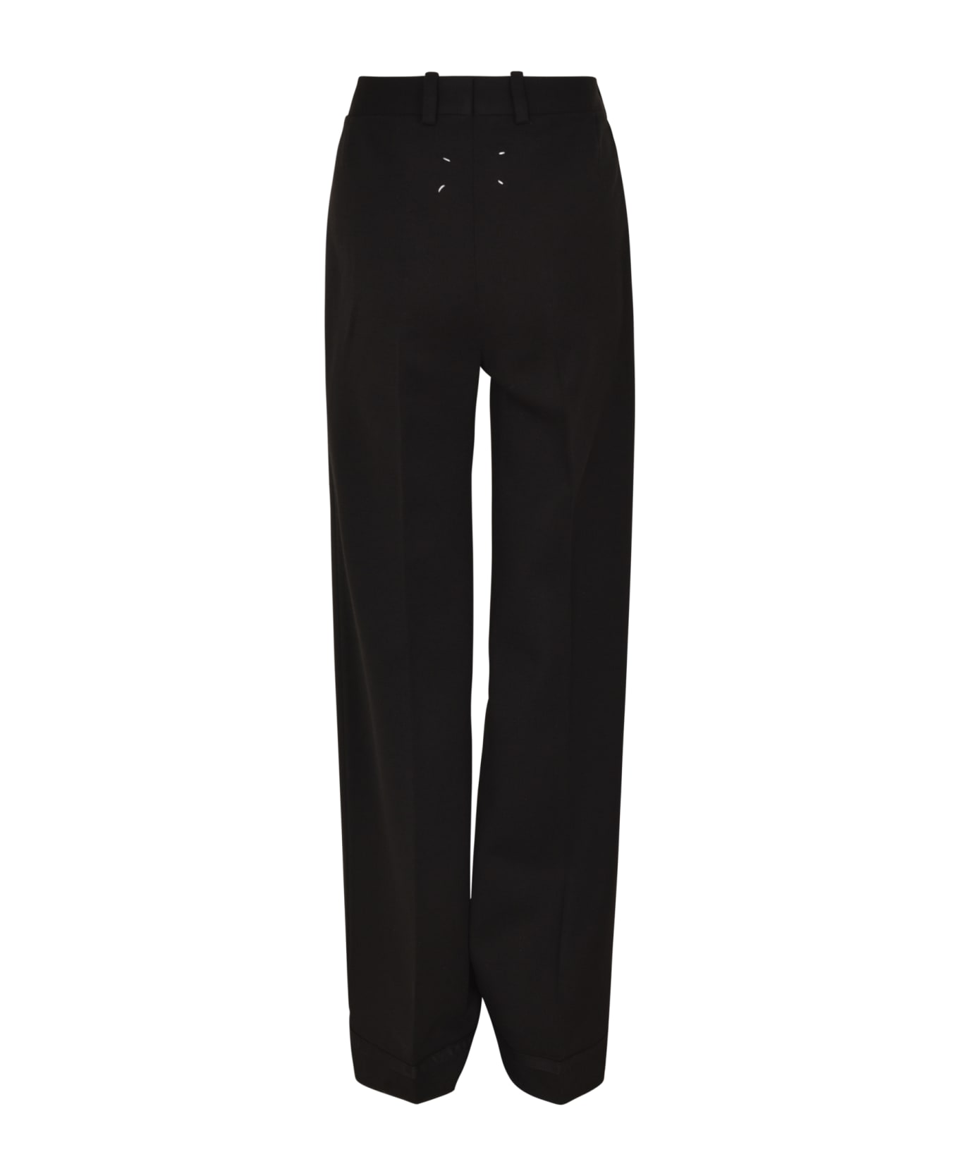 Maison Margiela Rear Logo Straight Leg Plain Trousers - Black