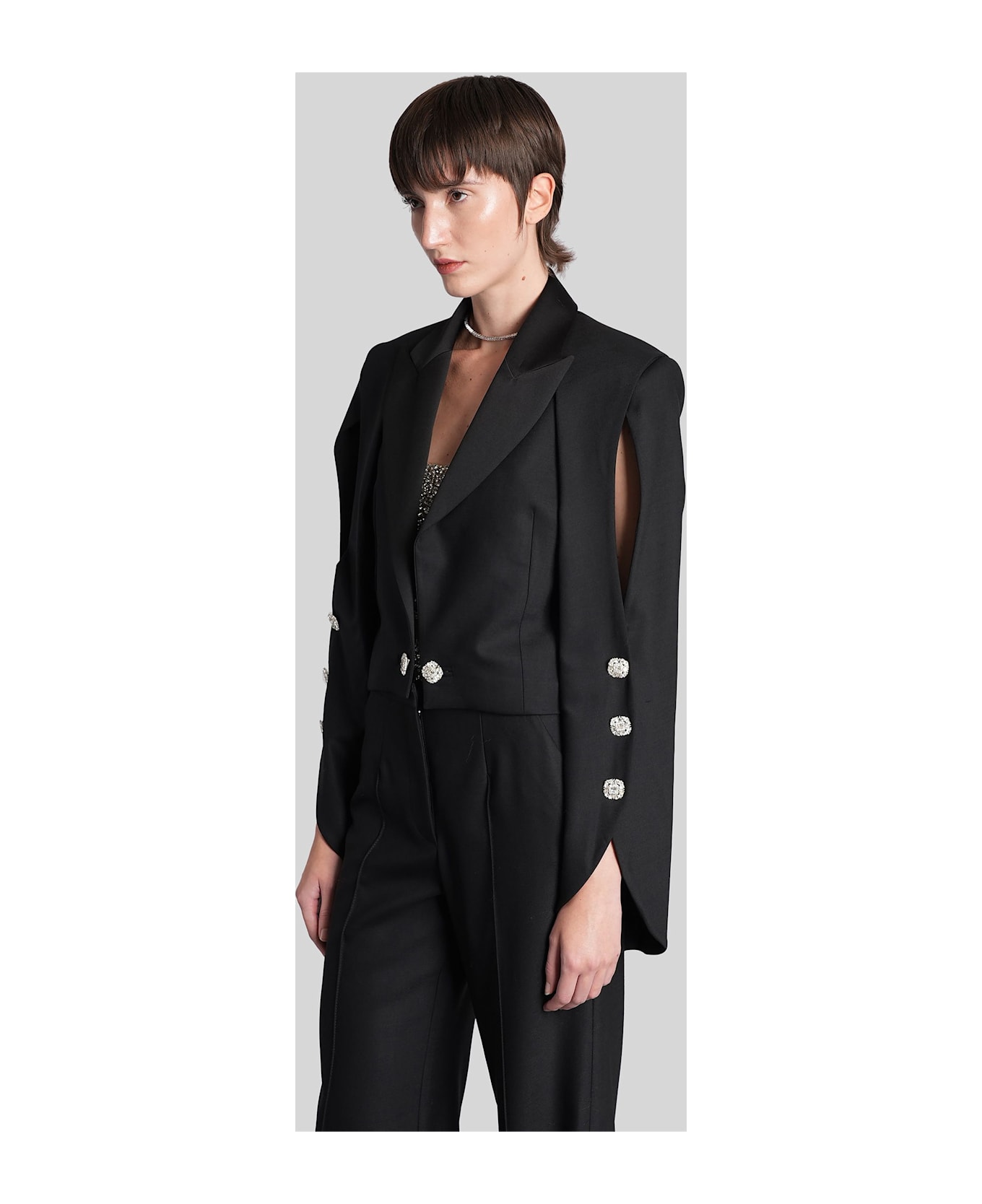 Costarellos Martti Blazer In Black Wool - black