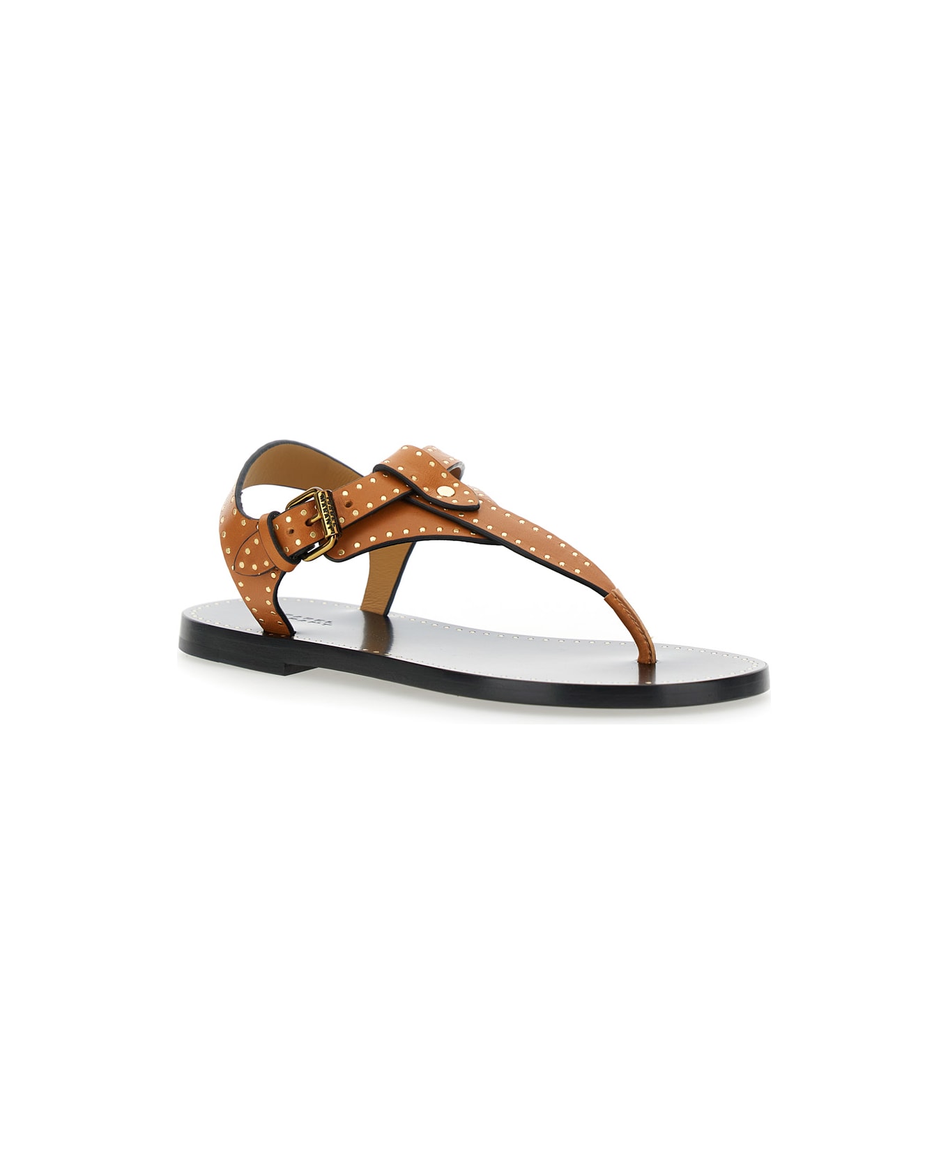 Isabel Marant 'jooni' Brown Sandals With Buckle Closure And Metal Studs In Leather Woman - Brown