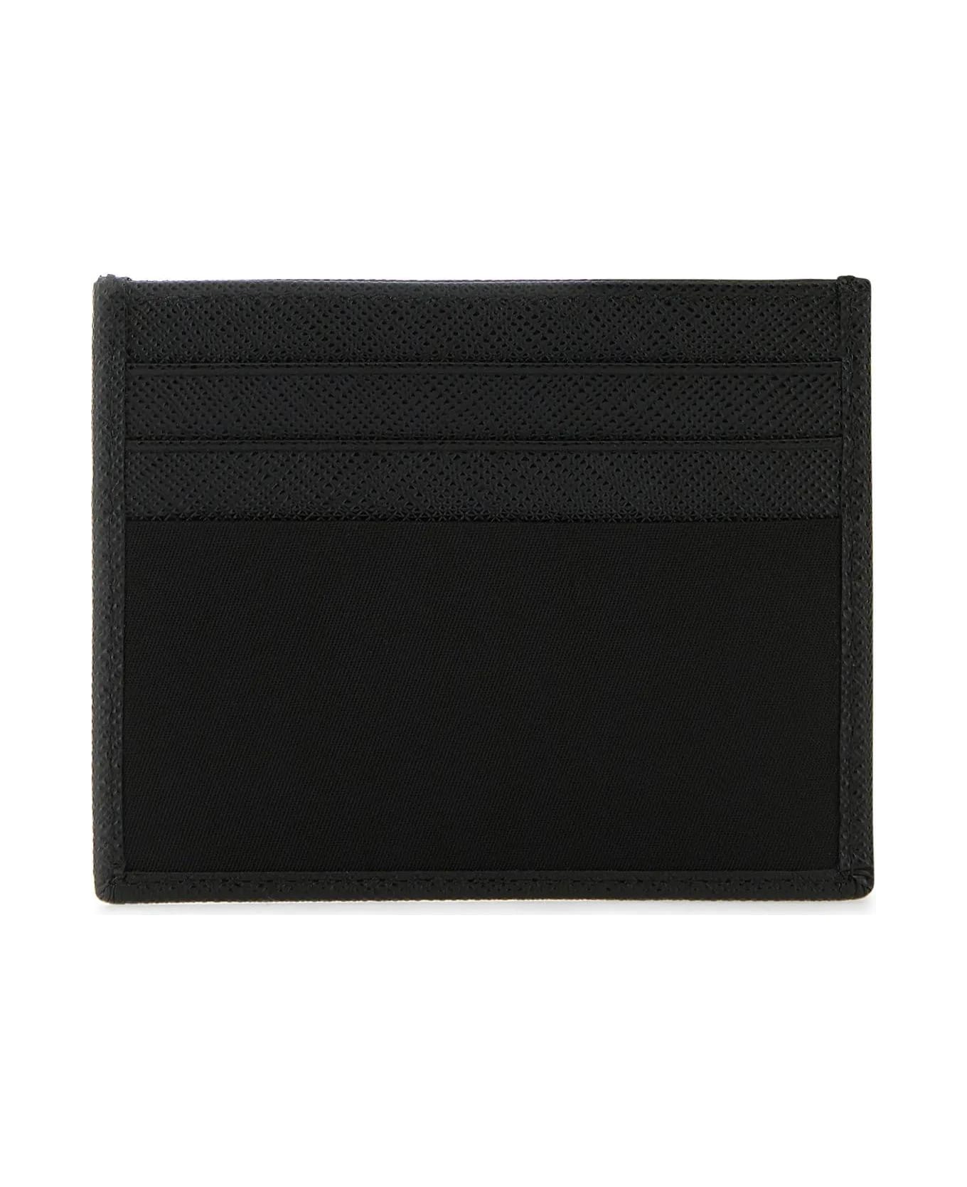 Prada Black Leather And Satin Card Holder - NERO