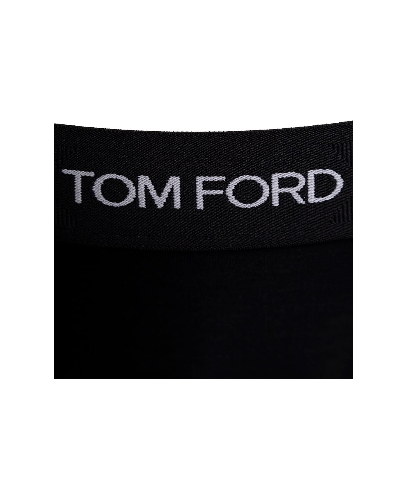 Tom Ford 'signature Boy Short' Black Briefs With Logo Waistband In Stretch-jersey Woman - Black