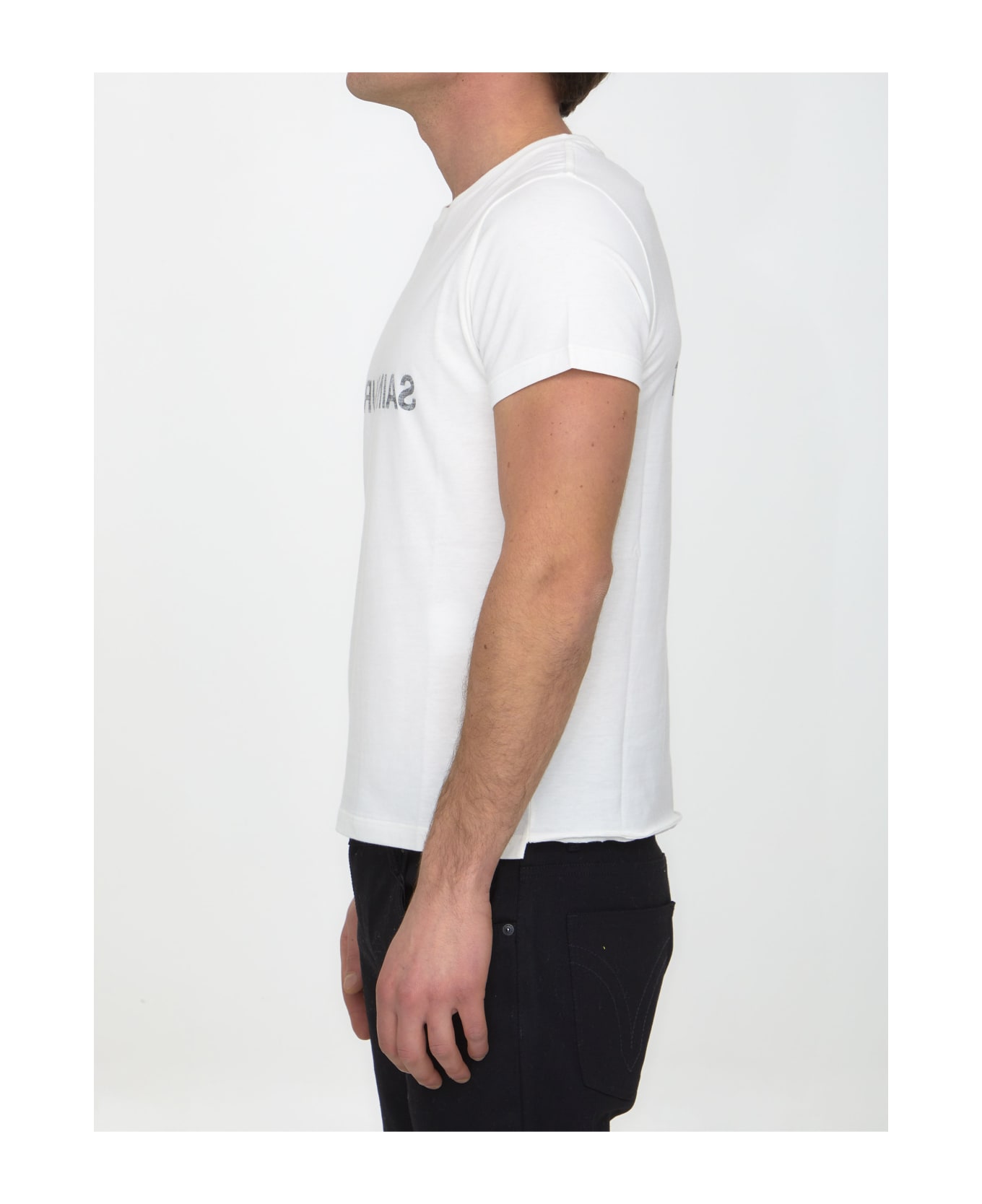 Saint Laurent Reverse Logo T-shirt - Naturel Noir