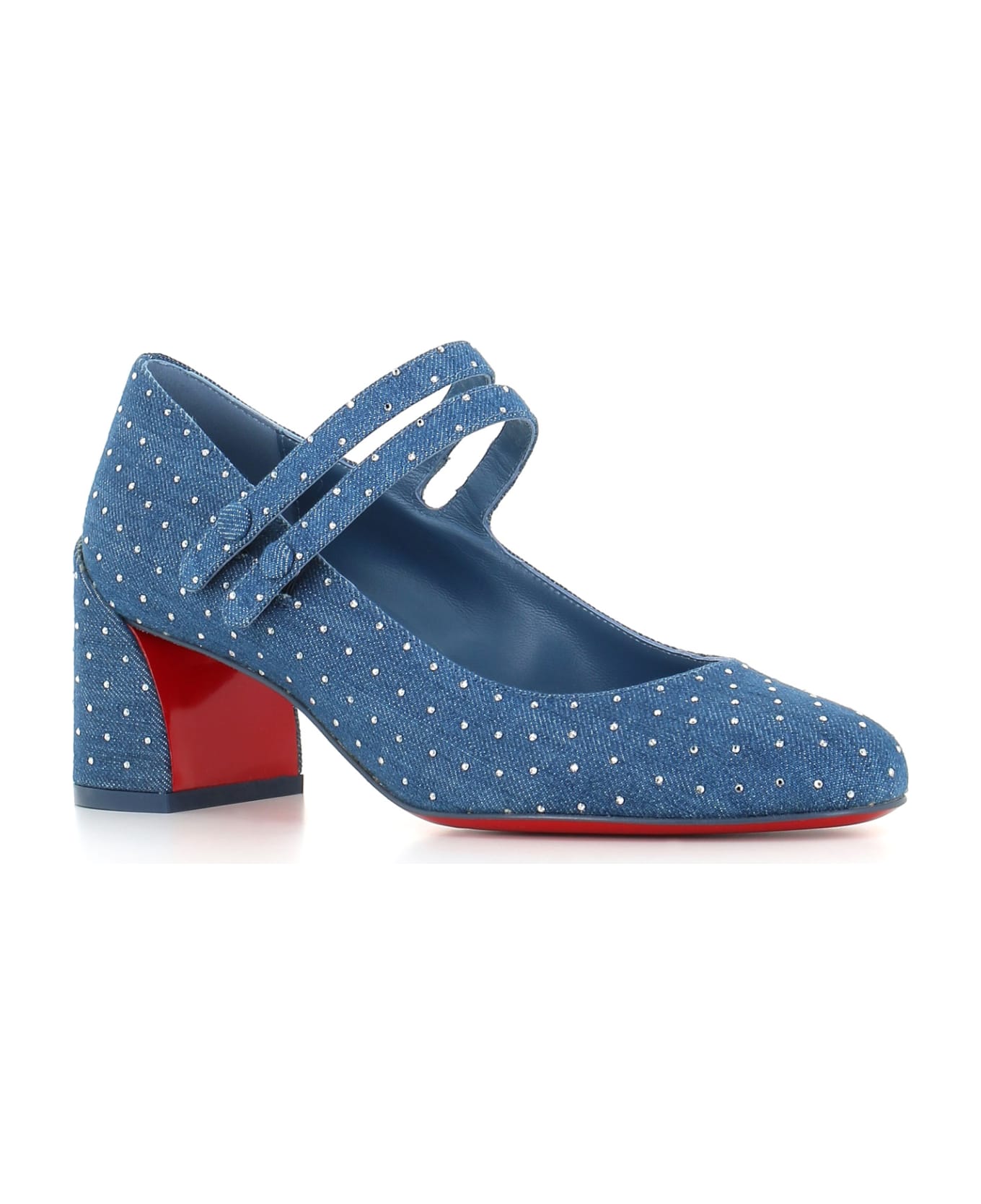 Christian Louboutin Décolletè Miss Jane Plum Strass 55 - Denim