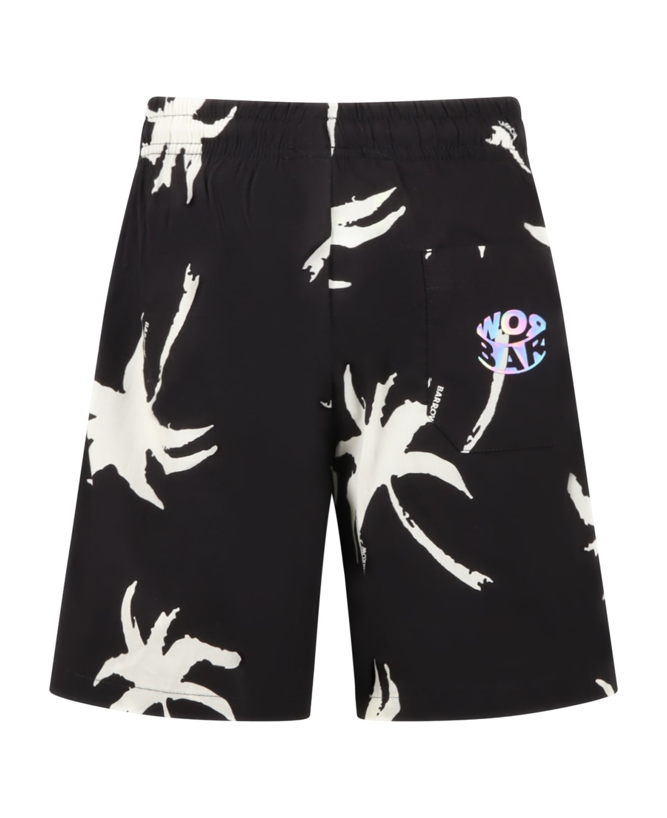 Barrow Black Shorts For Boy With Palm Trees - Nero