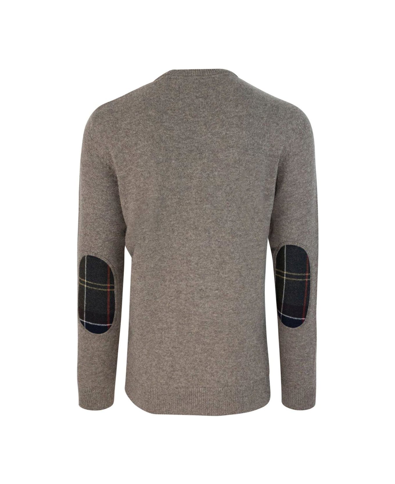 Barbour Checked-panel Crewneck Jumper - Grey