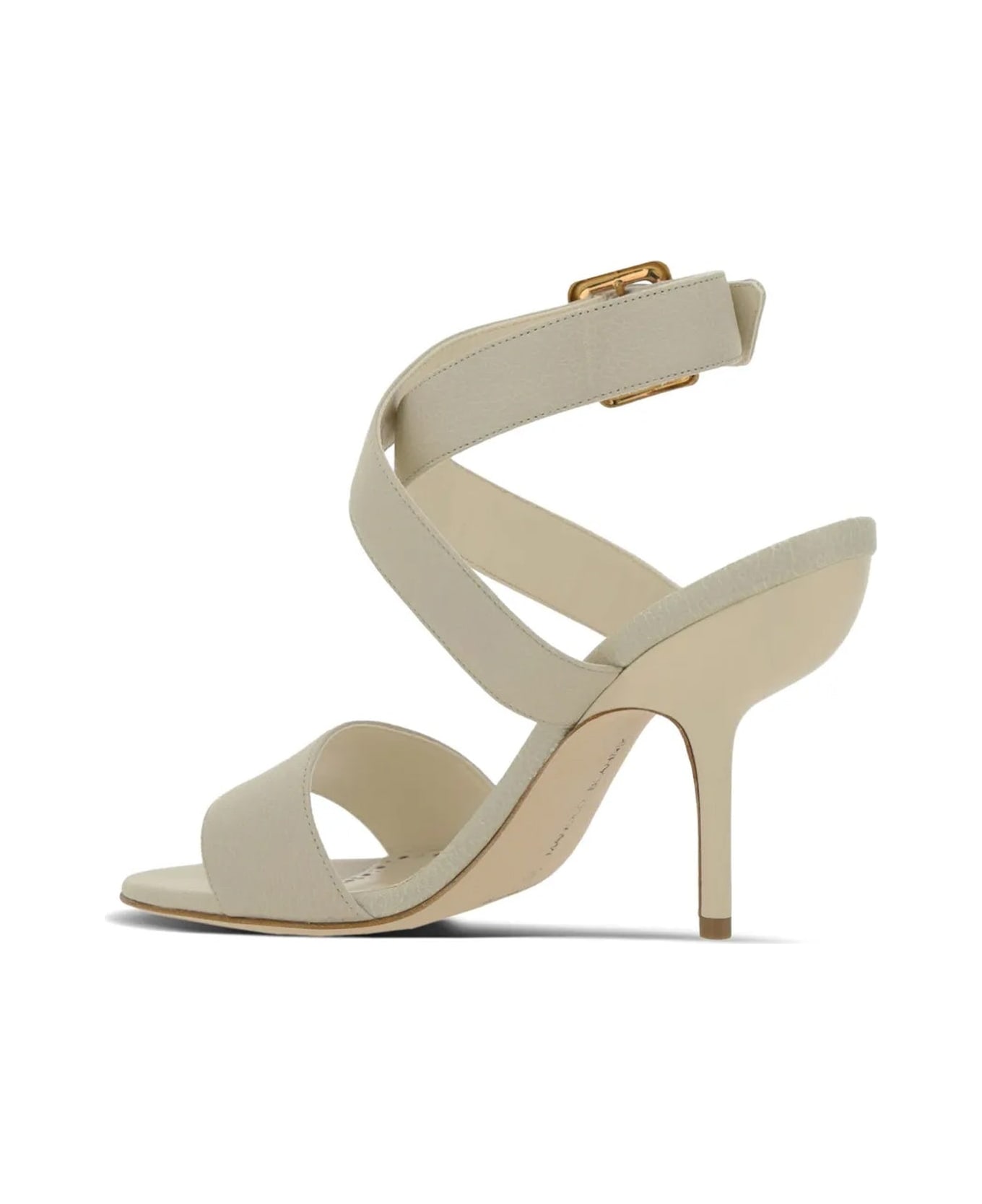 Manolo Blahnik Helua 105 Leather Sandals - White