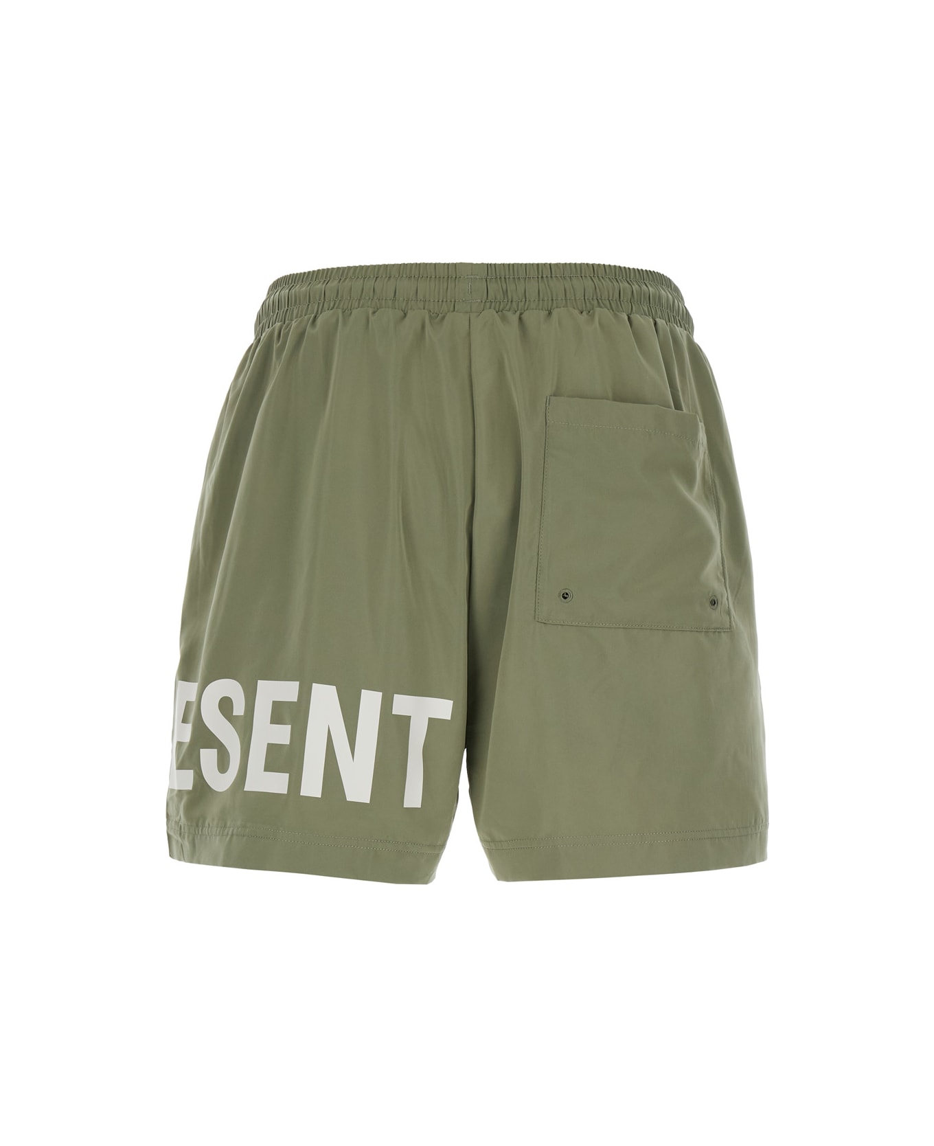 REPRESENT Green Swim Shorts With Elastic Drawstring Waist And Logo Lettering Print In Tech Fabric Man - Green