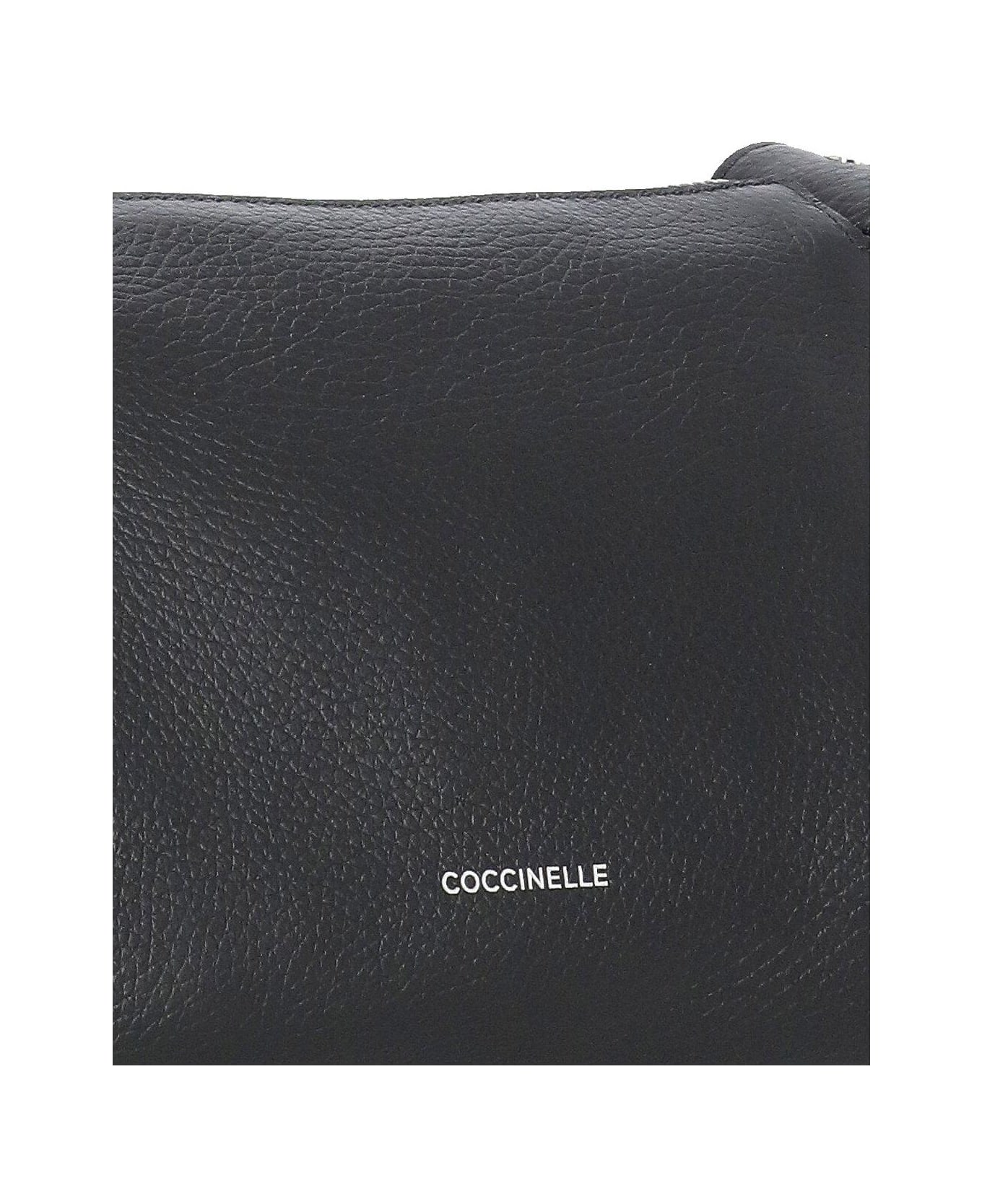 Coccinelle Logo Printed Shoulder Bag - Noir