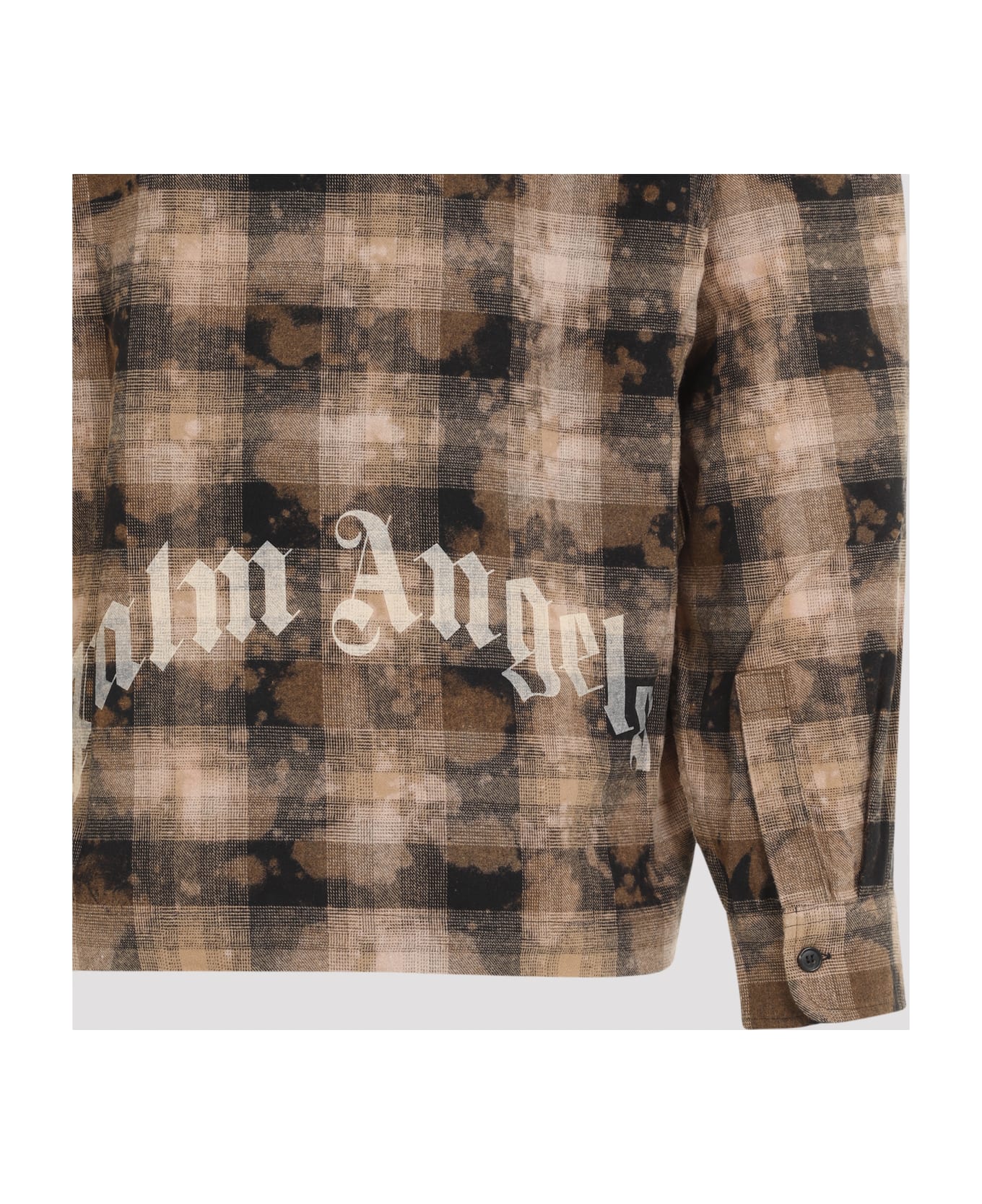 Palm Angels Curved Logo Check Shirt - Brown