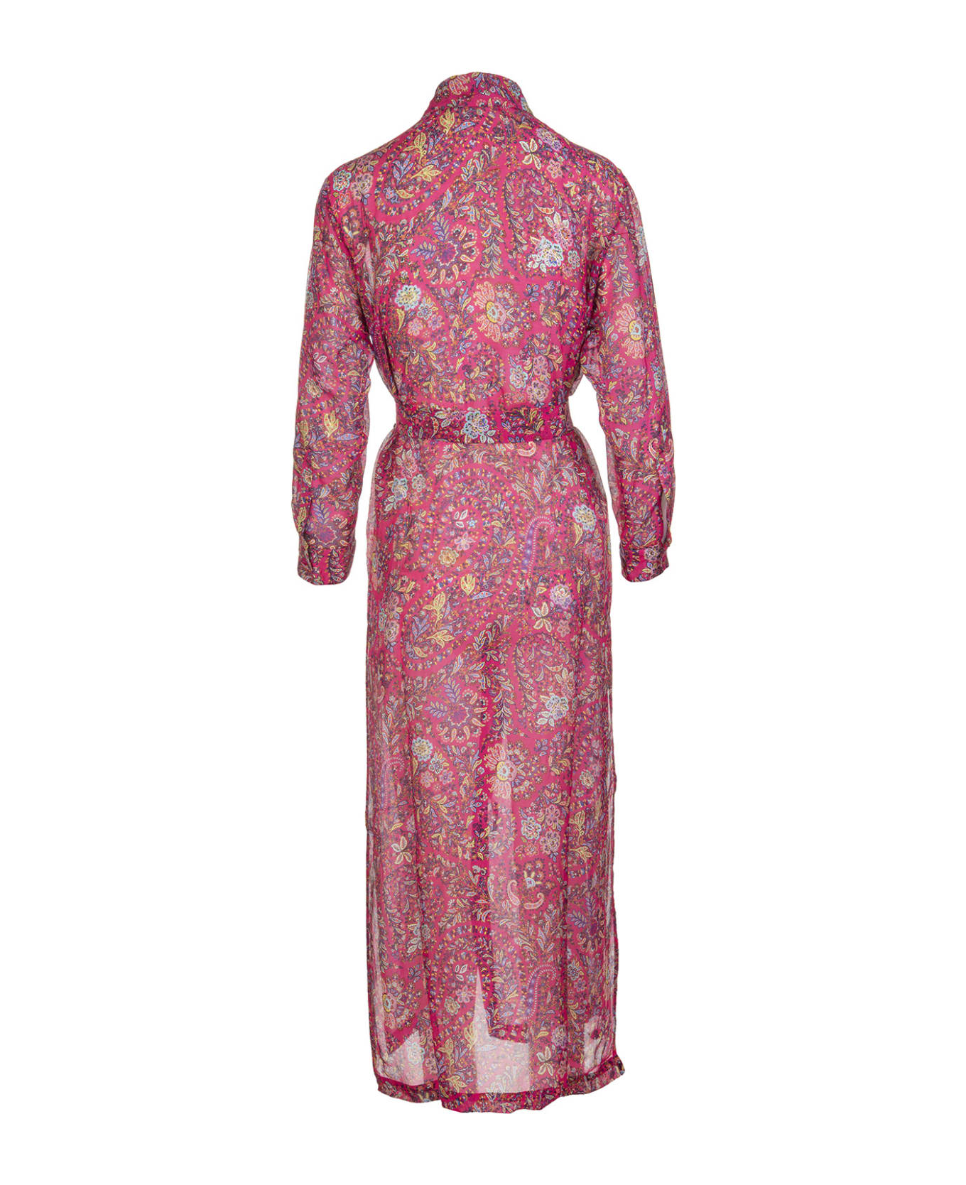 Etro Long Fuchsia Shirt Dress With Paisley Print