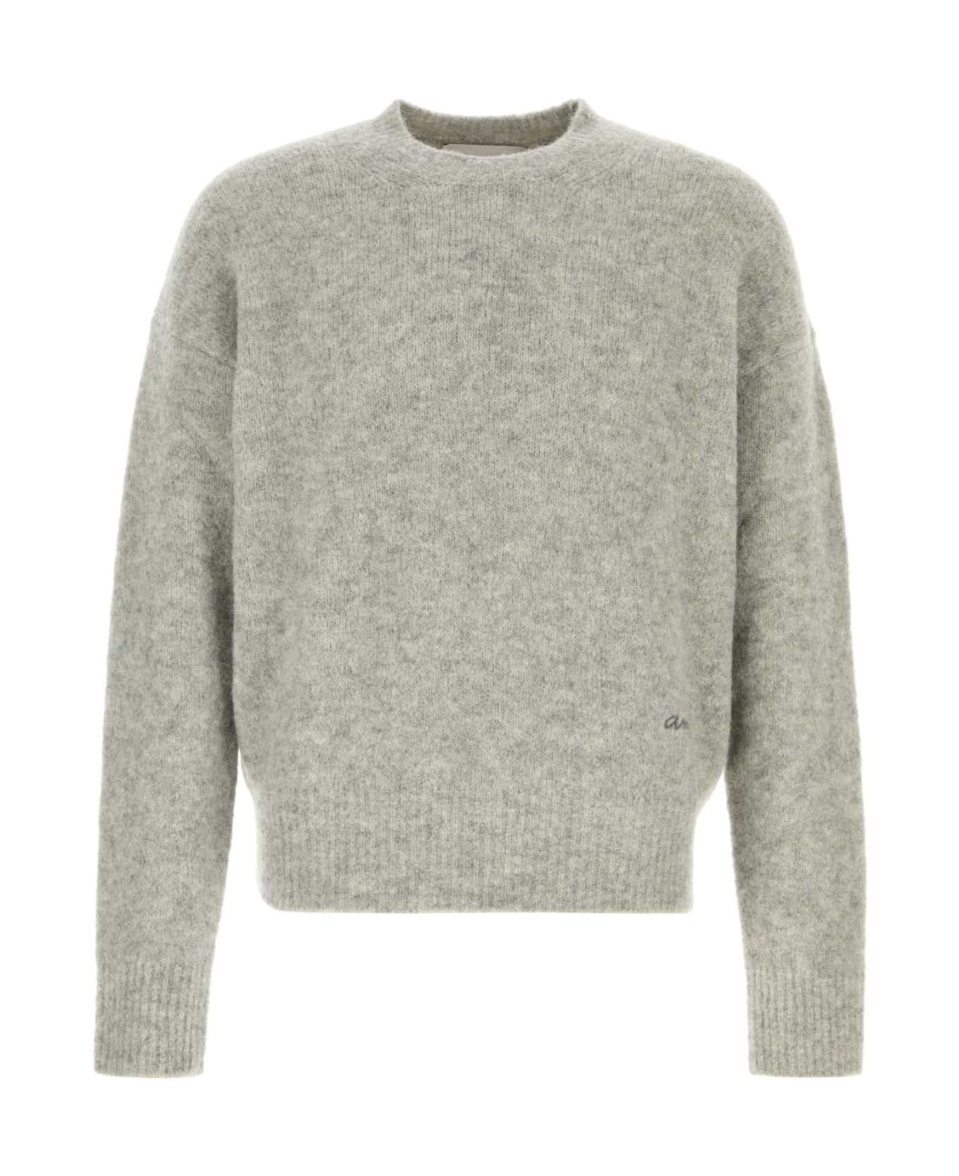 Ami Alexandre Mattiussi Melange Grey Alpaca Blend Sweater - GREY