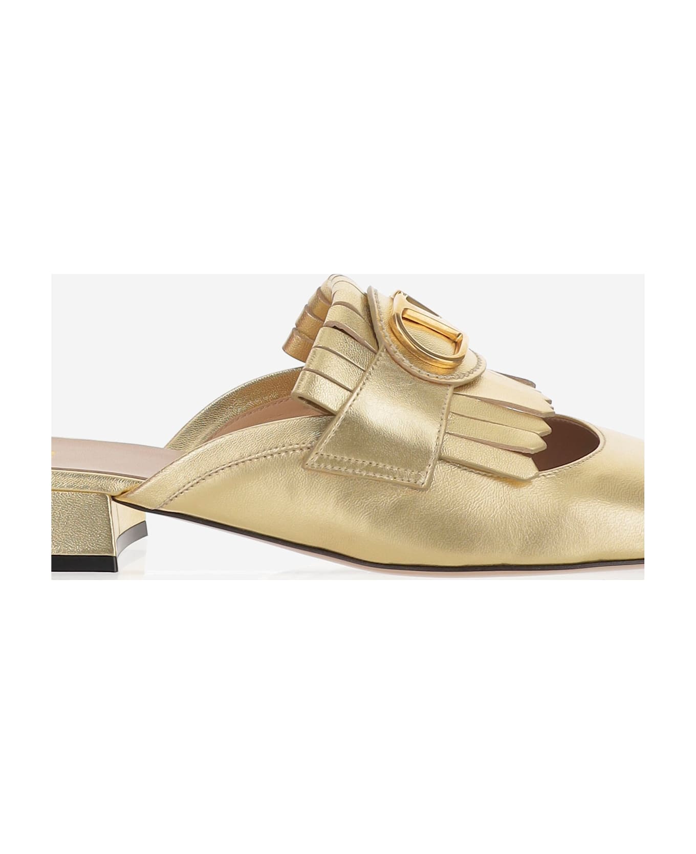 Valentino Garavani Leather Vlogo Mules - Golden