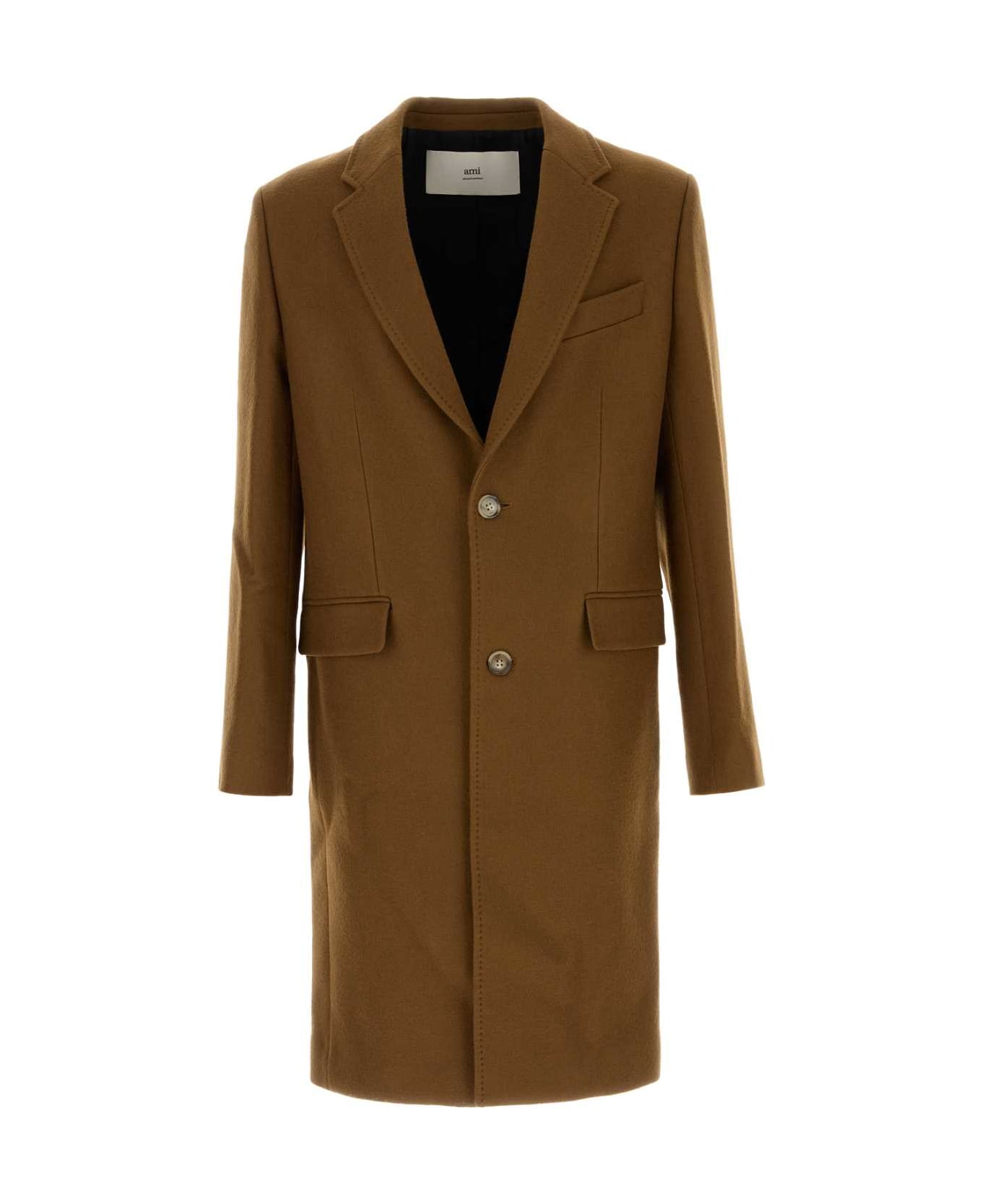 Ami Alexandre Mattiussi Brown Wool Coat - HAZELNUT